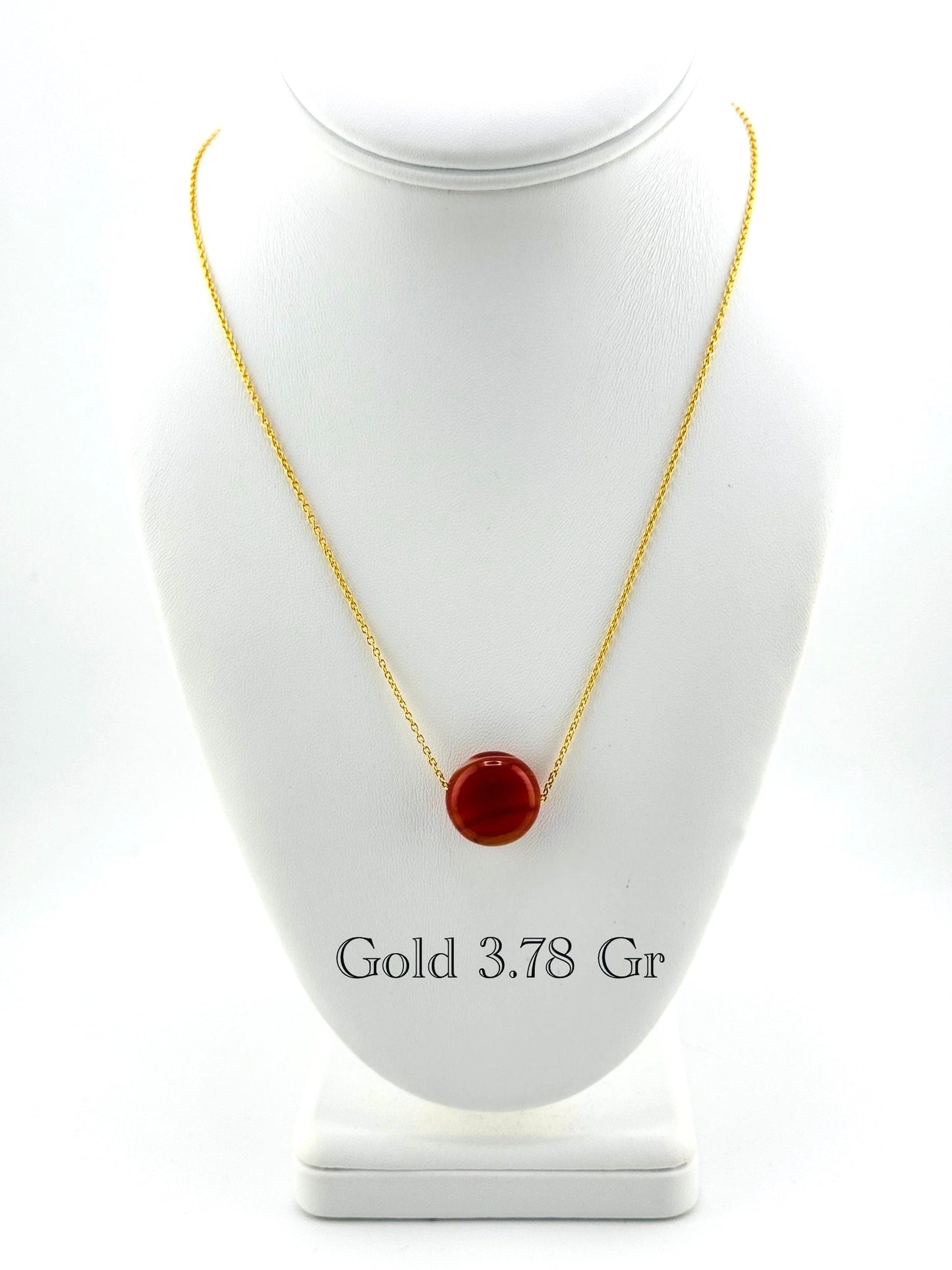 Red Agate Necklace with 21-K Golden Chain