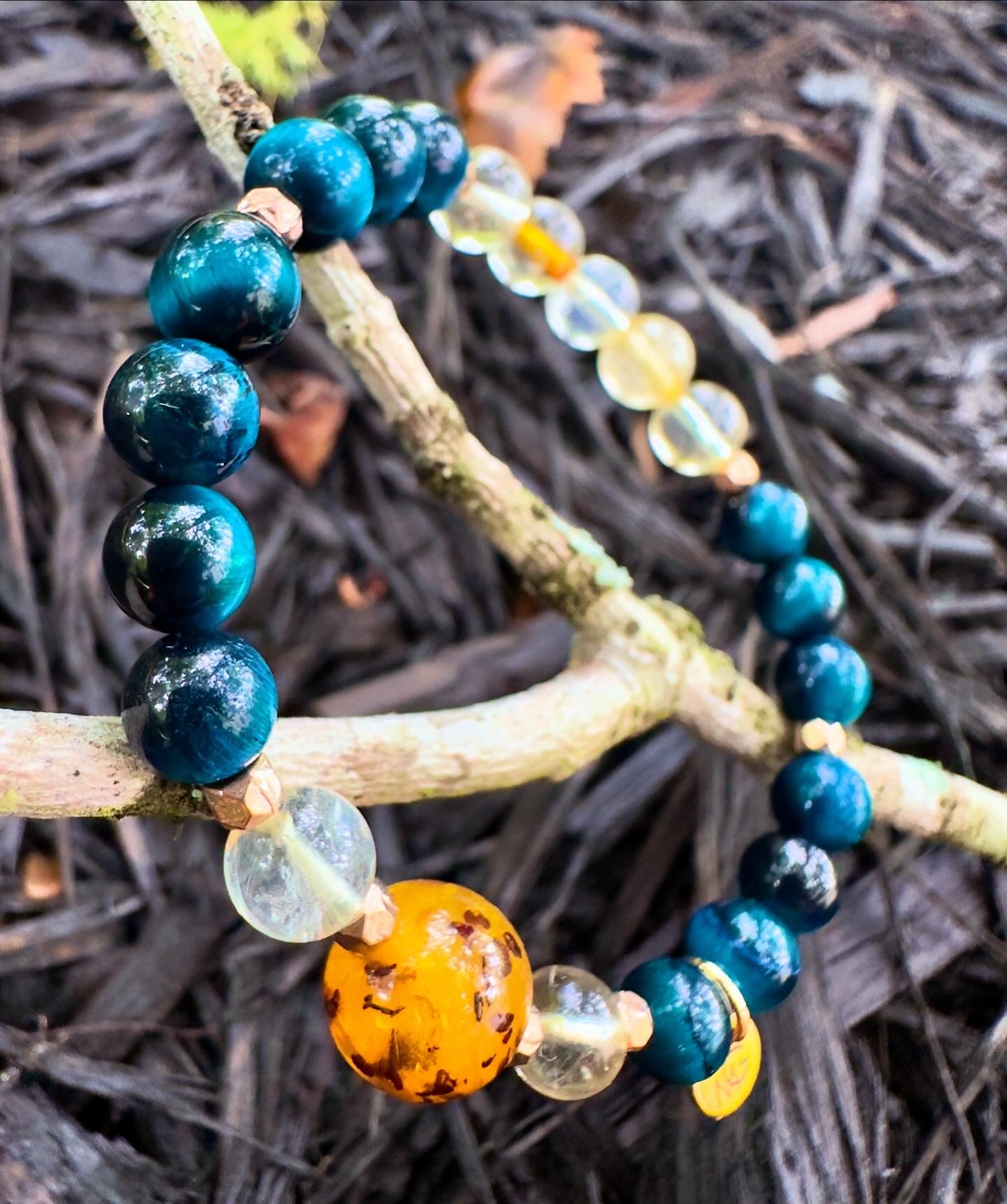 {NEW ADDITION !!! LIMITED PIECE !!!} Blue Tiger Eye-Amber-Citrine Bracelet