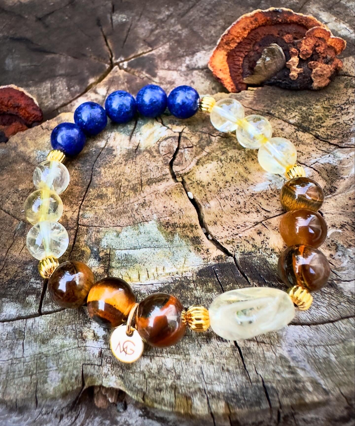 Citrine-Lapis Lazuli-Tiger Eye Bracelet