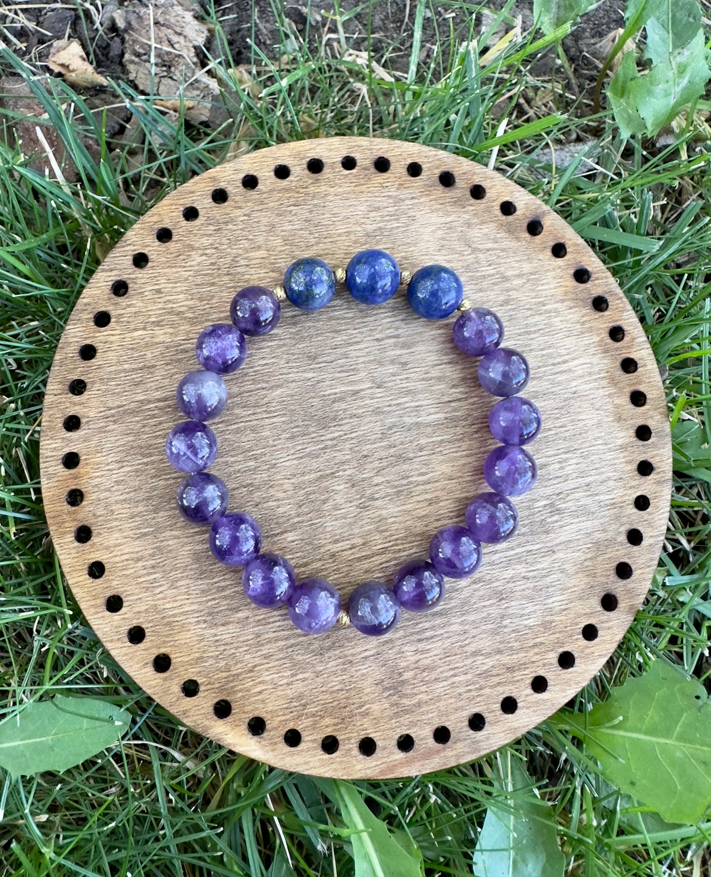 Amethyst-Lapis Lazuli Bracelet (21-K)