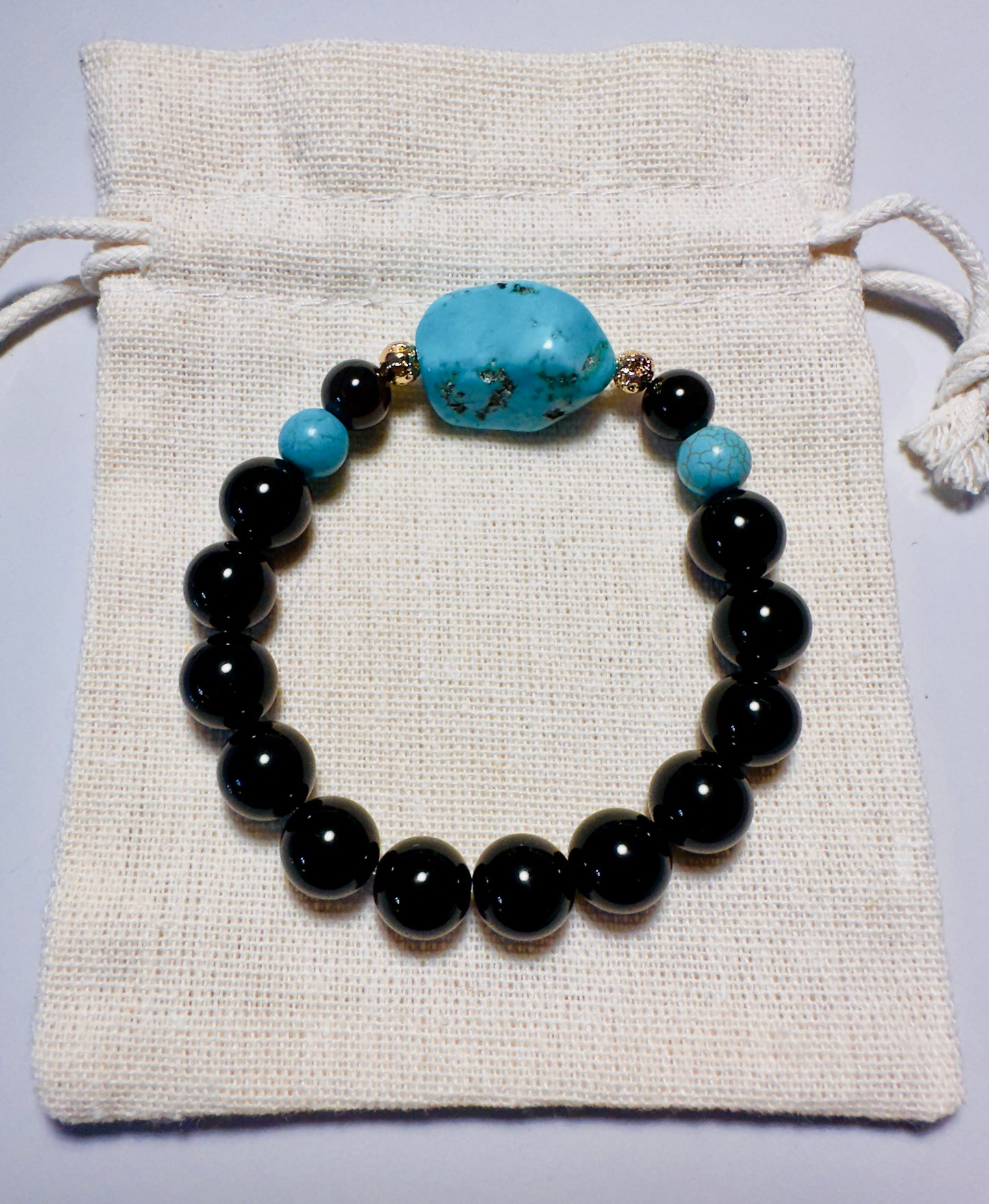 Black Agate-Turquoise Bracelet