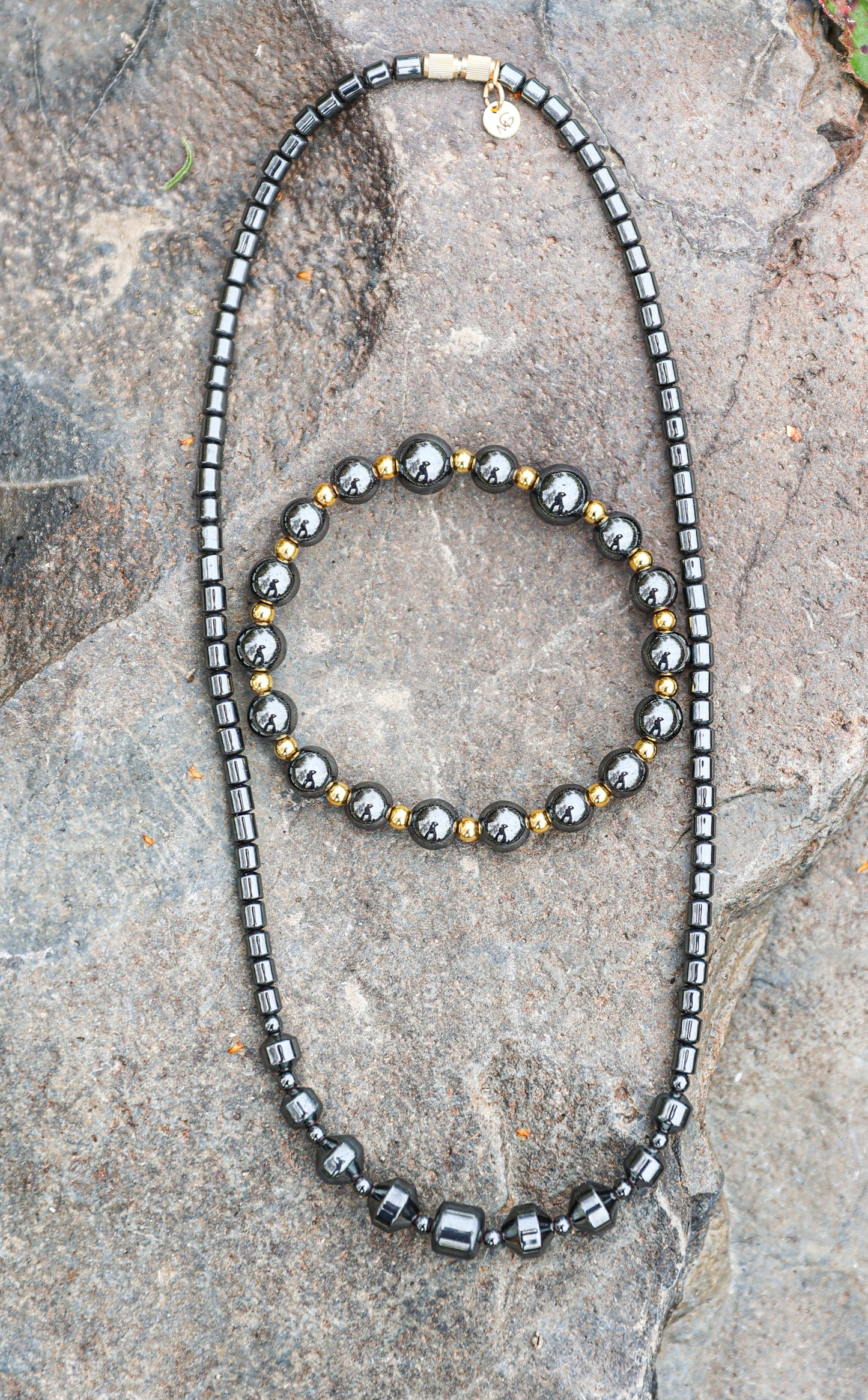 Hematite Necklace + Bracelet