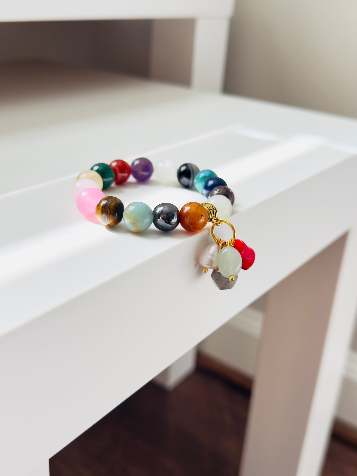 Multi-Gemstone Custom Designed Bracelet with Gemstone Charms