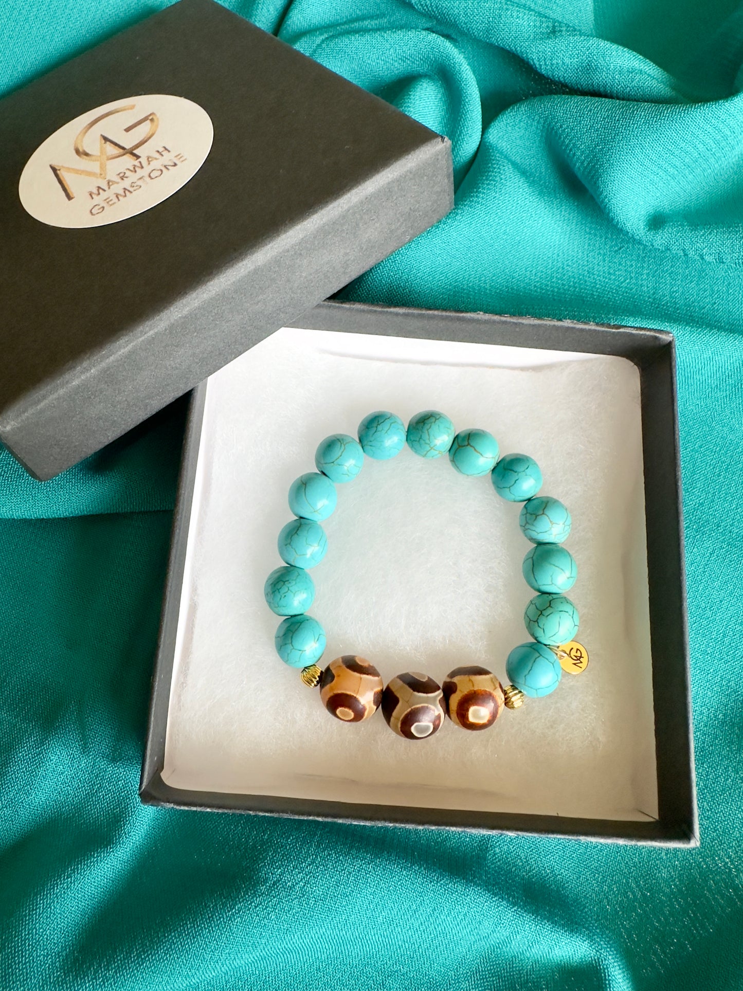 3 Different Designs of Tibetan Agate and Turquoise