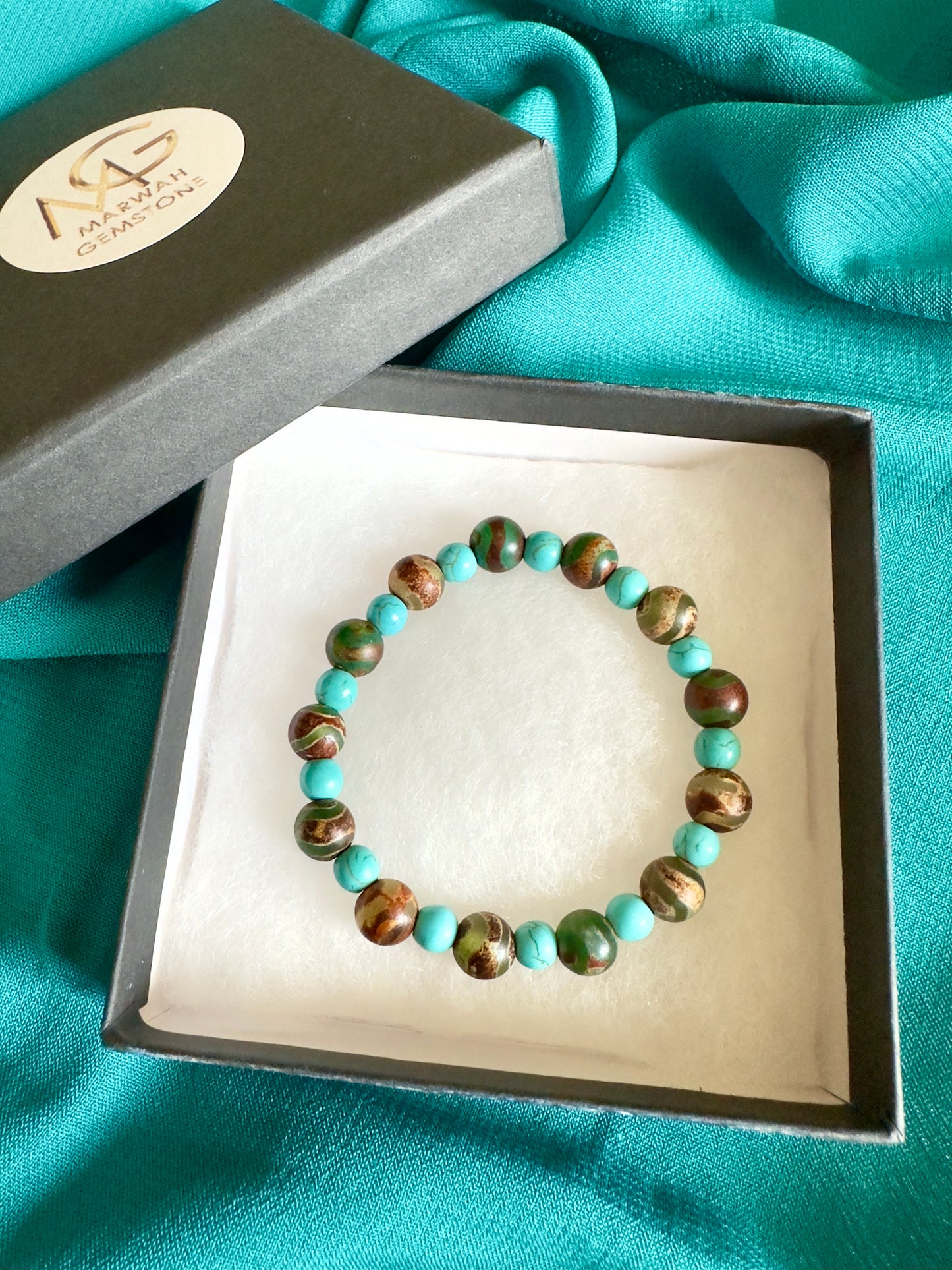 3 تصاميم مختلفة من العقيق التبتي والفيروز