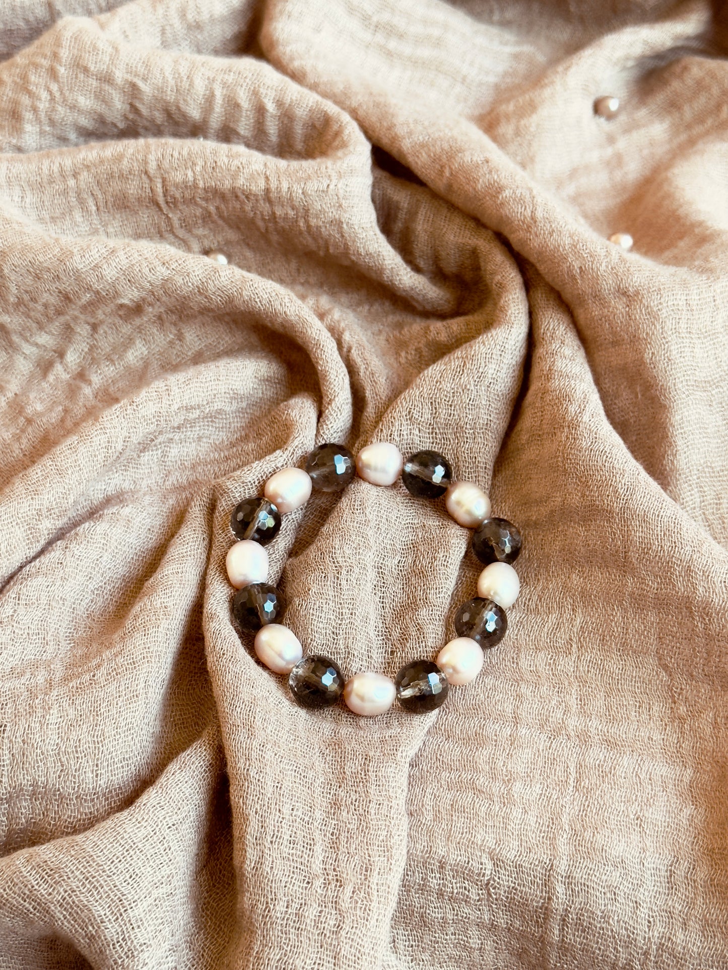 Freshwater Pearl - Smokey Quartz Bracelet