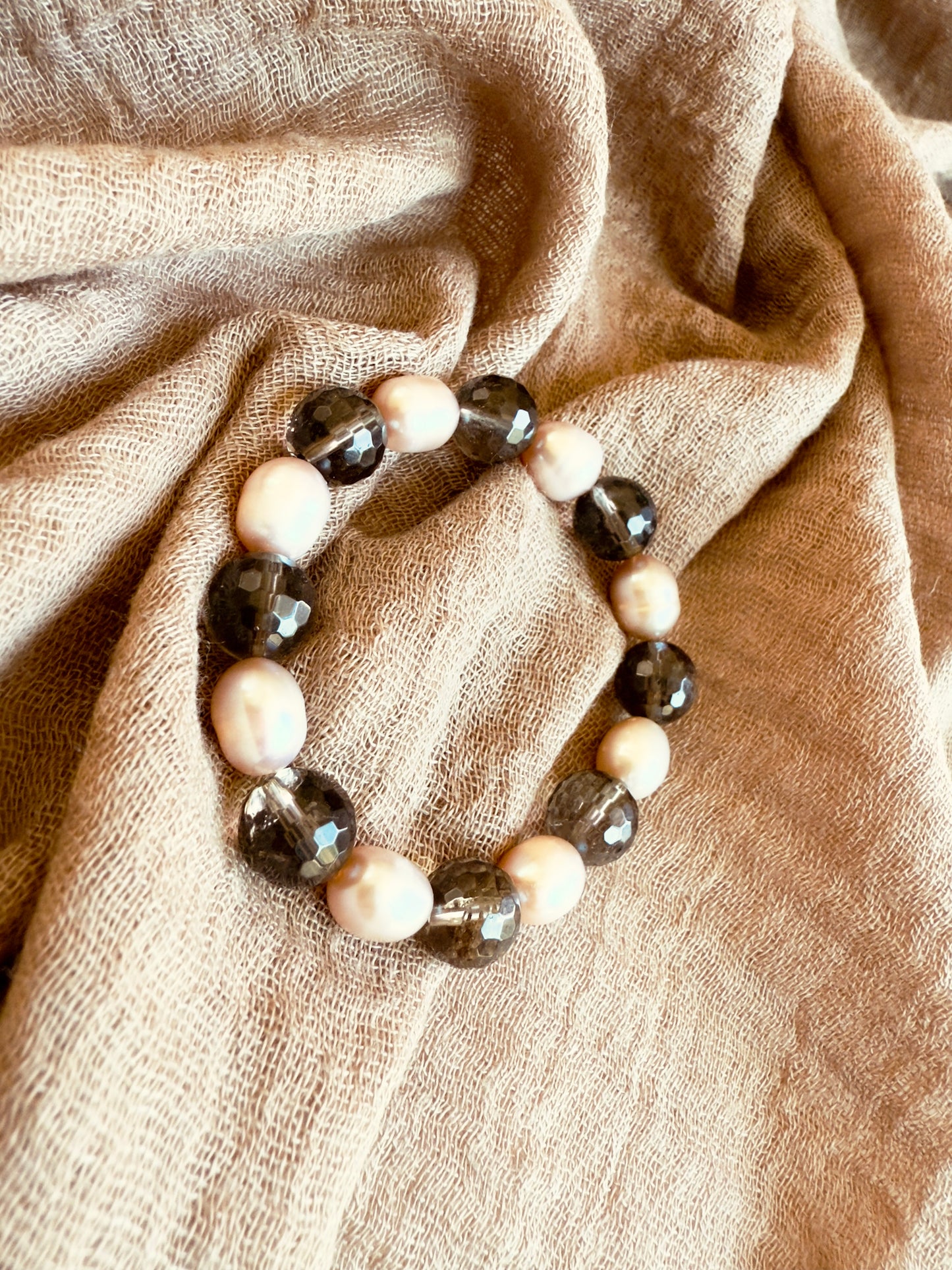 Freshwater Pearl - Smokey Quartz Bracelet