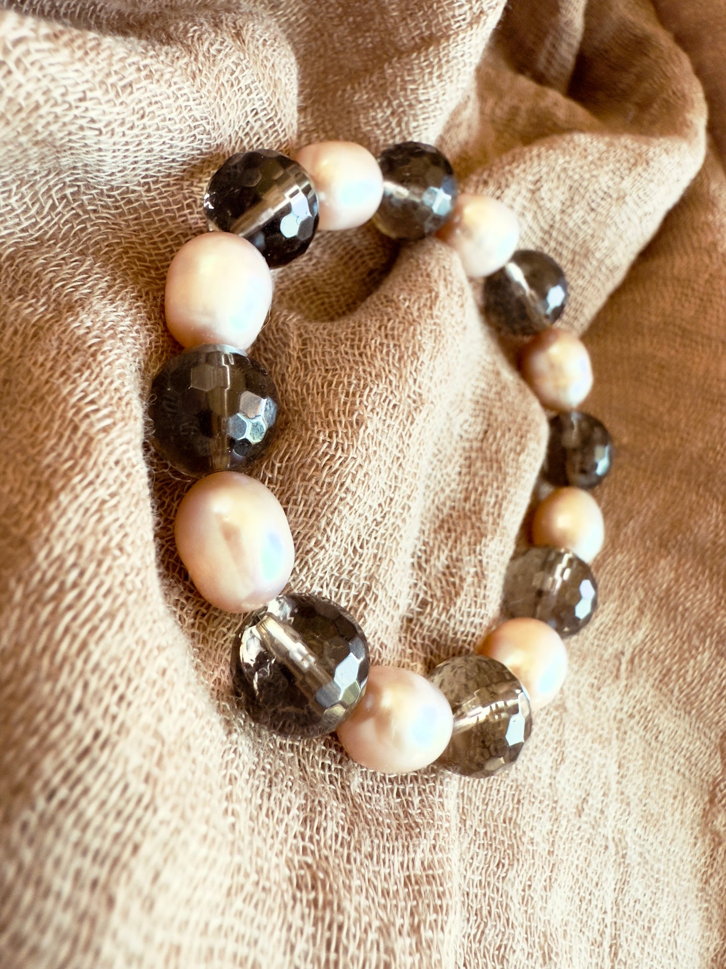 Freshwater Pearl - Smokey Quartz Bracelet