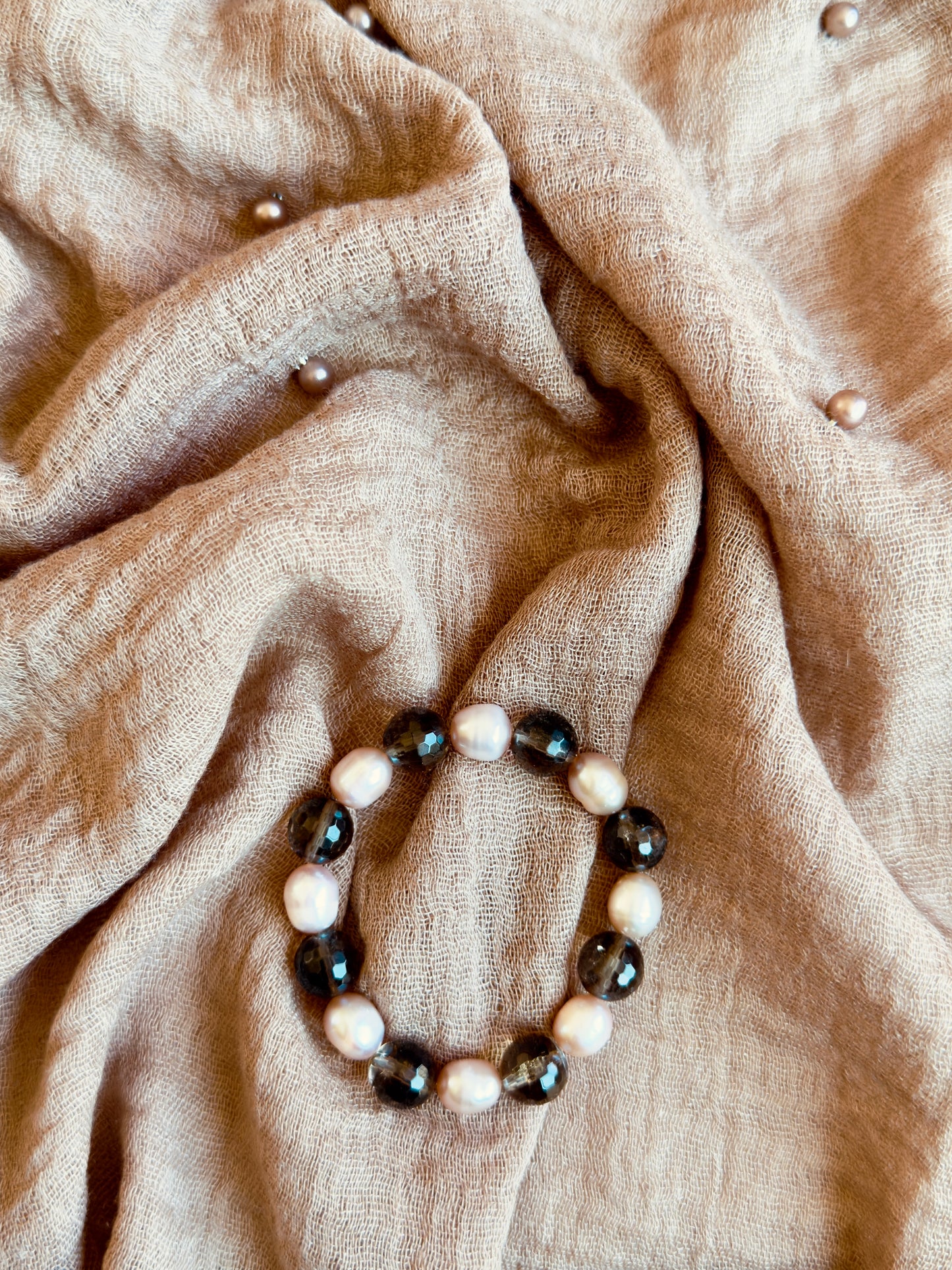 Freshwater Pearl - Smokey Quartz Bracelet