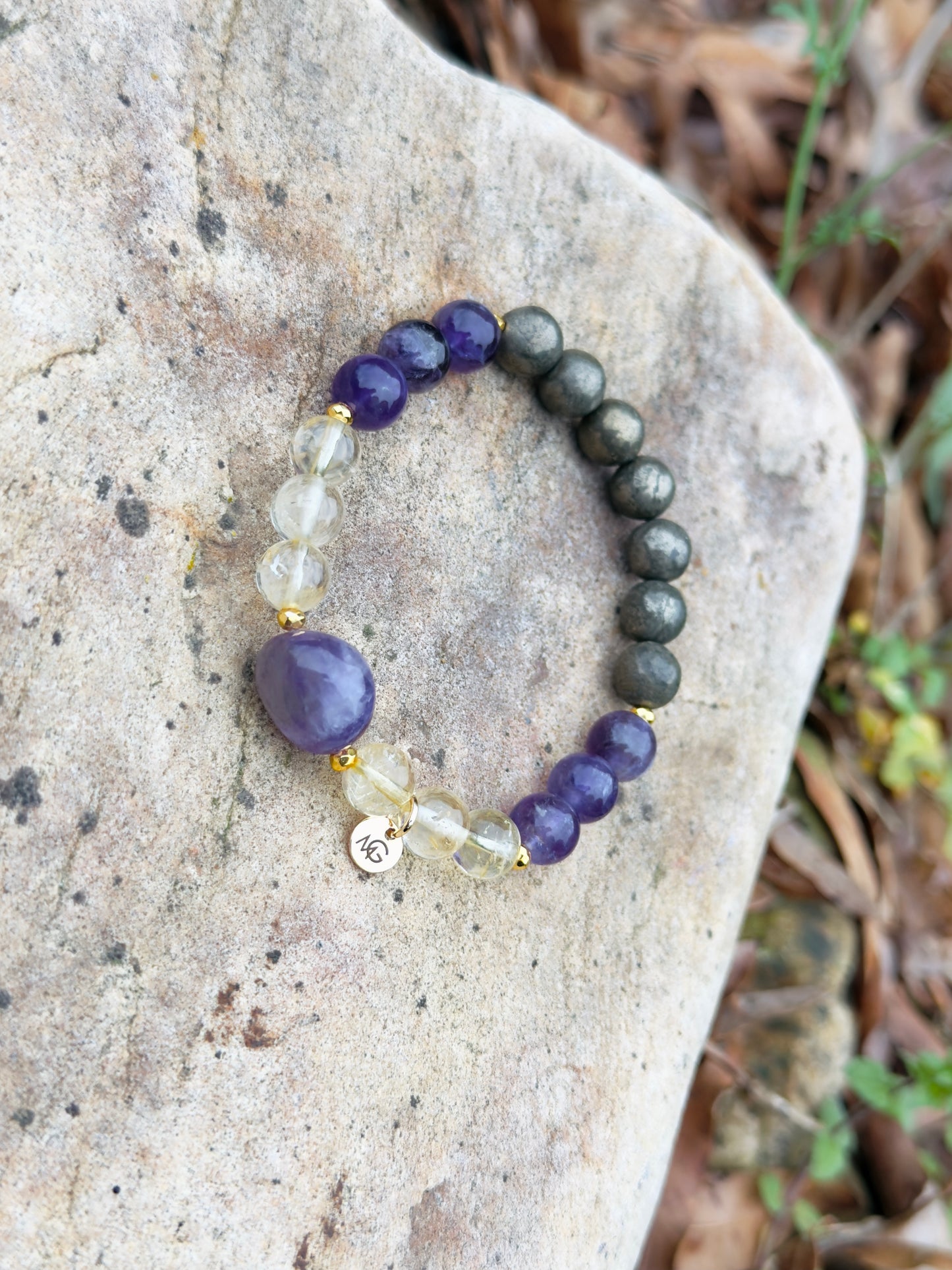 Amethyst - Pyrite - Citrine Bracelet