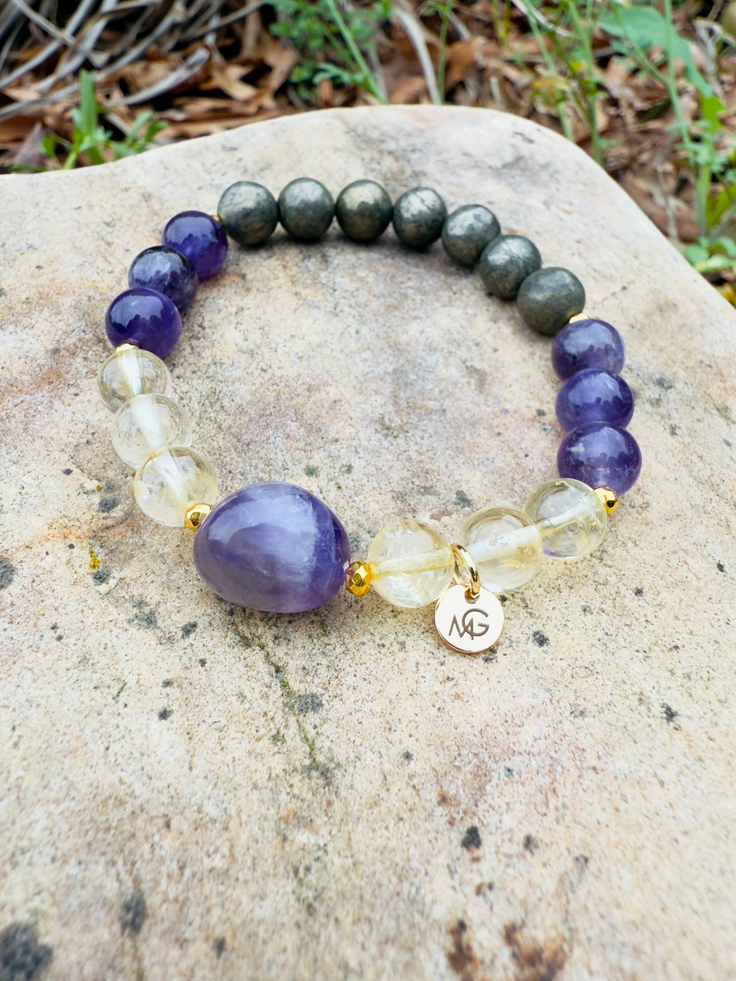 Amethyst - Pyrite - Citrine Bracelet