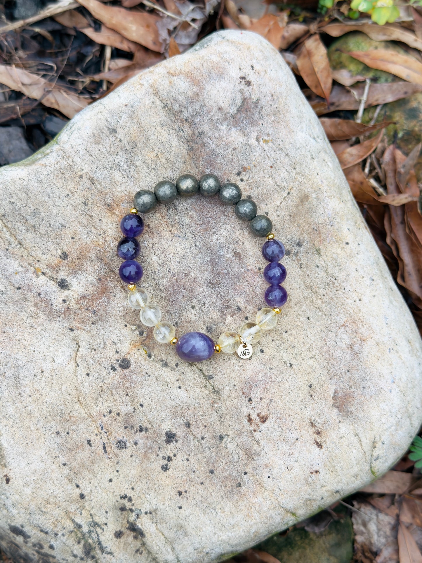 Amethyst - Pyrite - Citrine Bracelet