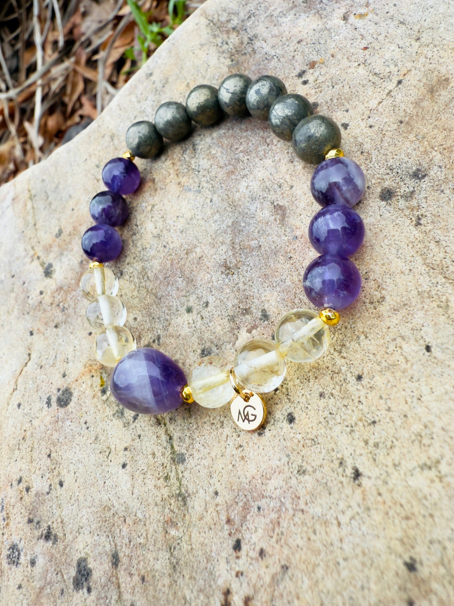 Amethyst - Pyrite - Citrine Bracelet