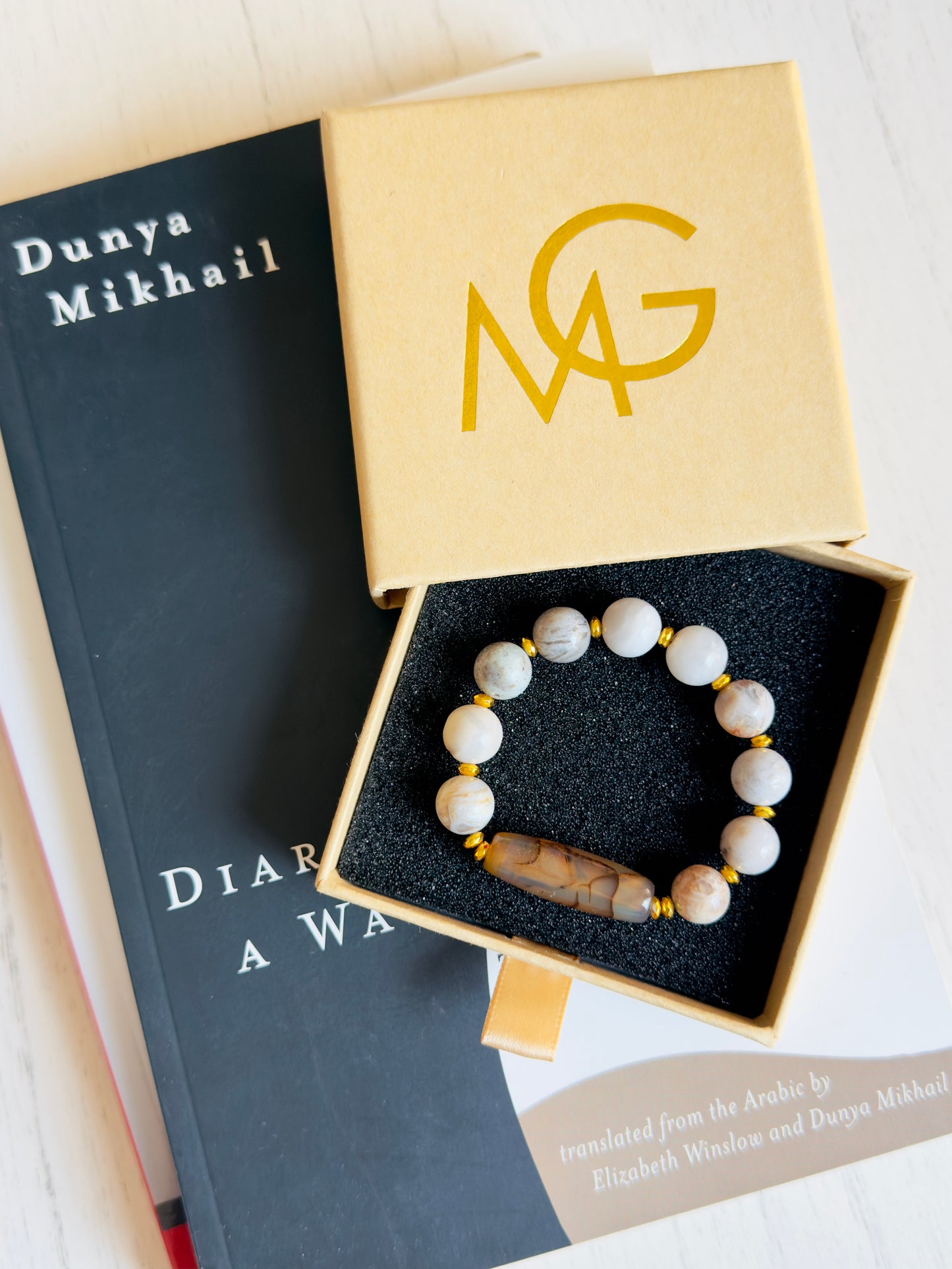 Agate Bracelet with Hematite Bracelet