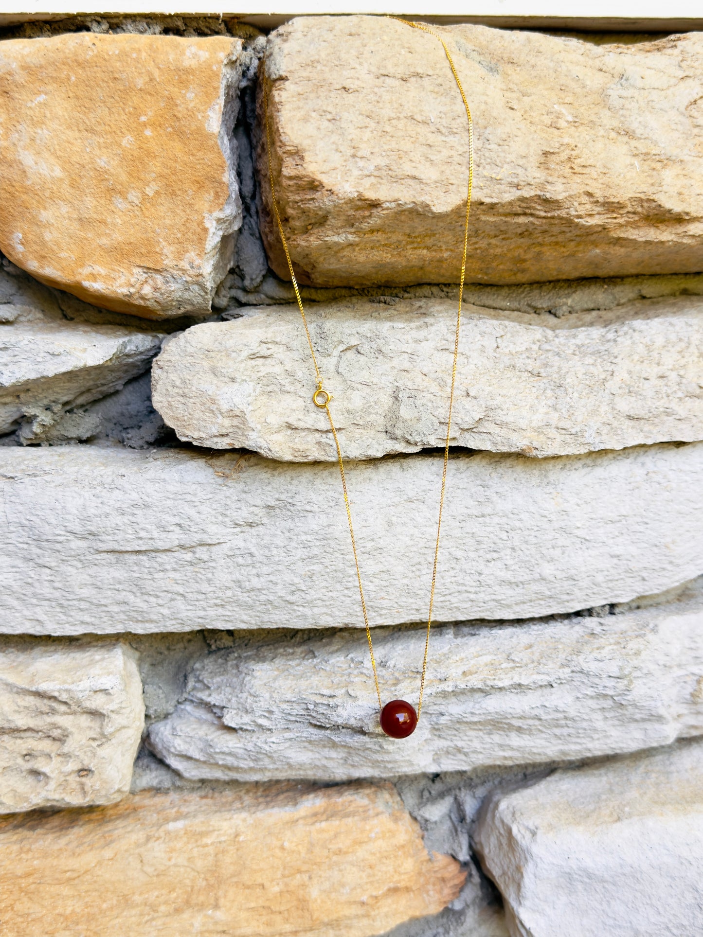Golden 21-K Chain Necklace With Amber
