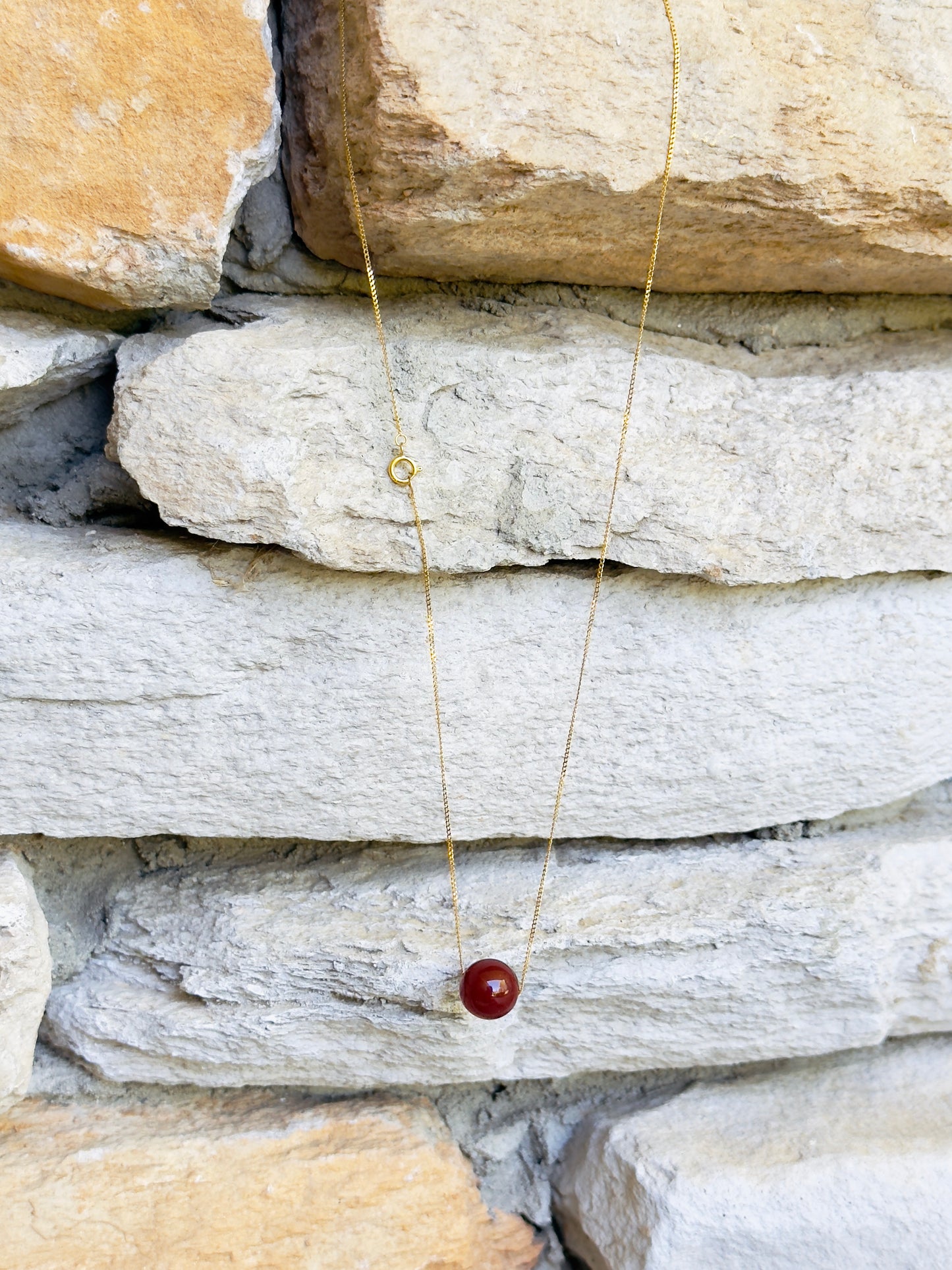 Golden 21-K Chain Necklace With Amber