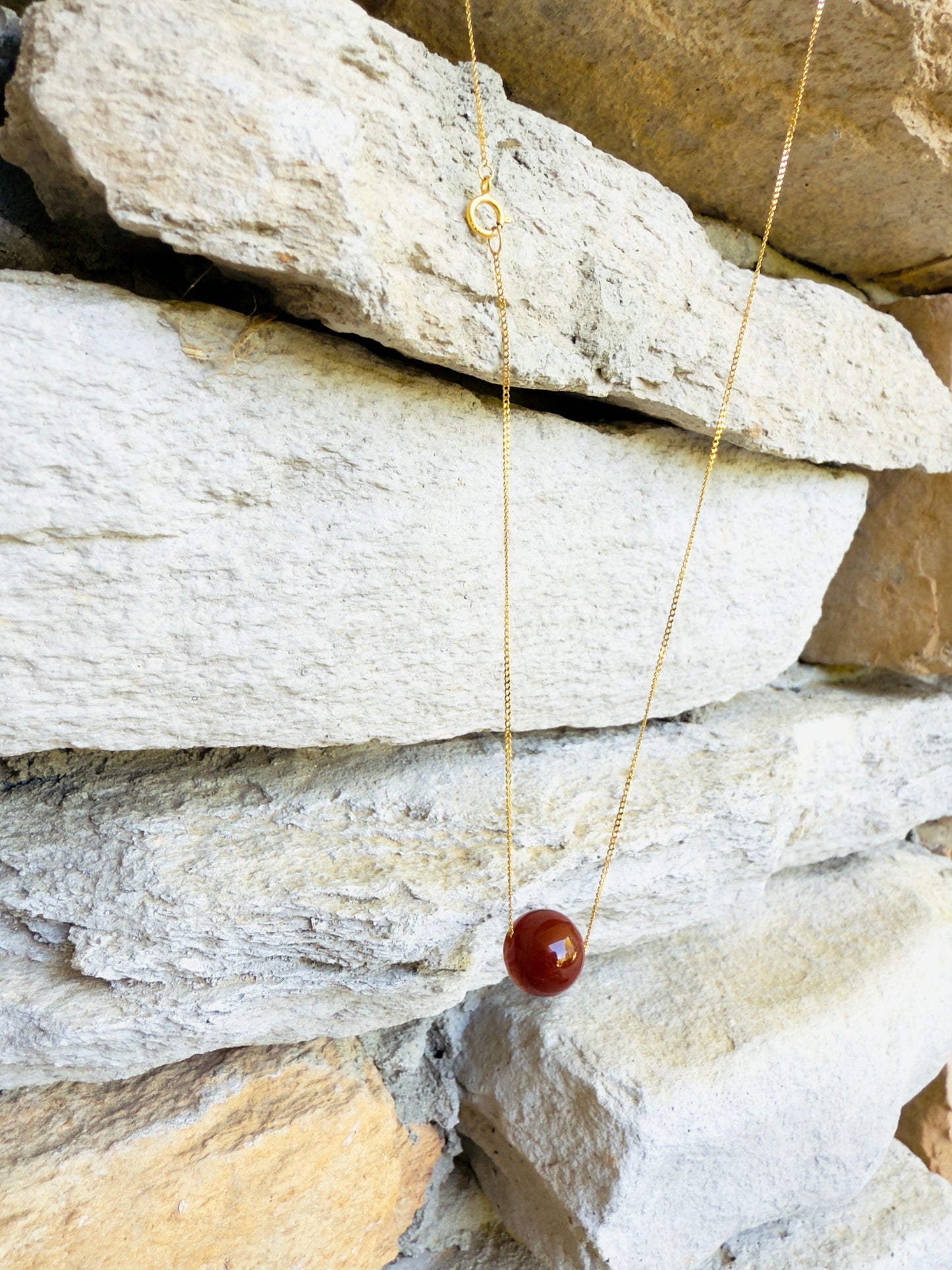 Golden 21-K Chain Necklace With Amber