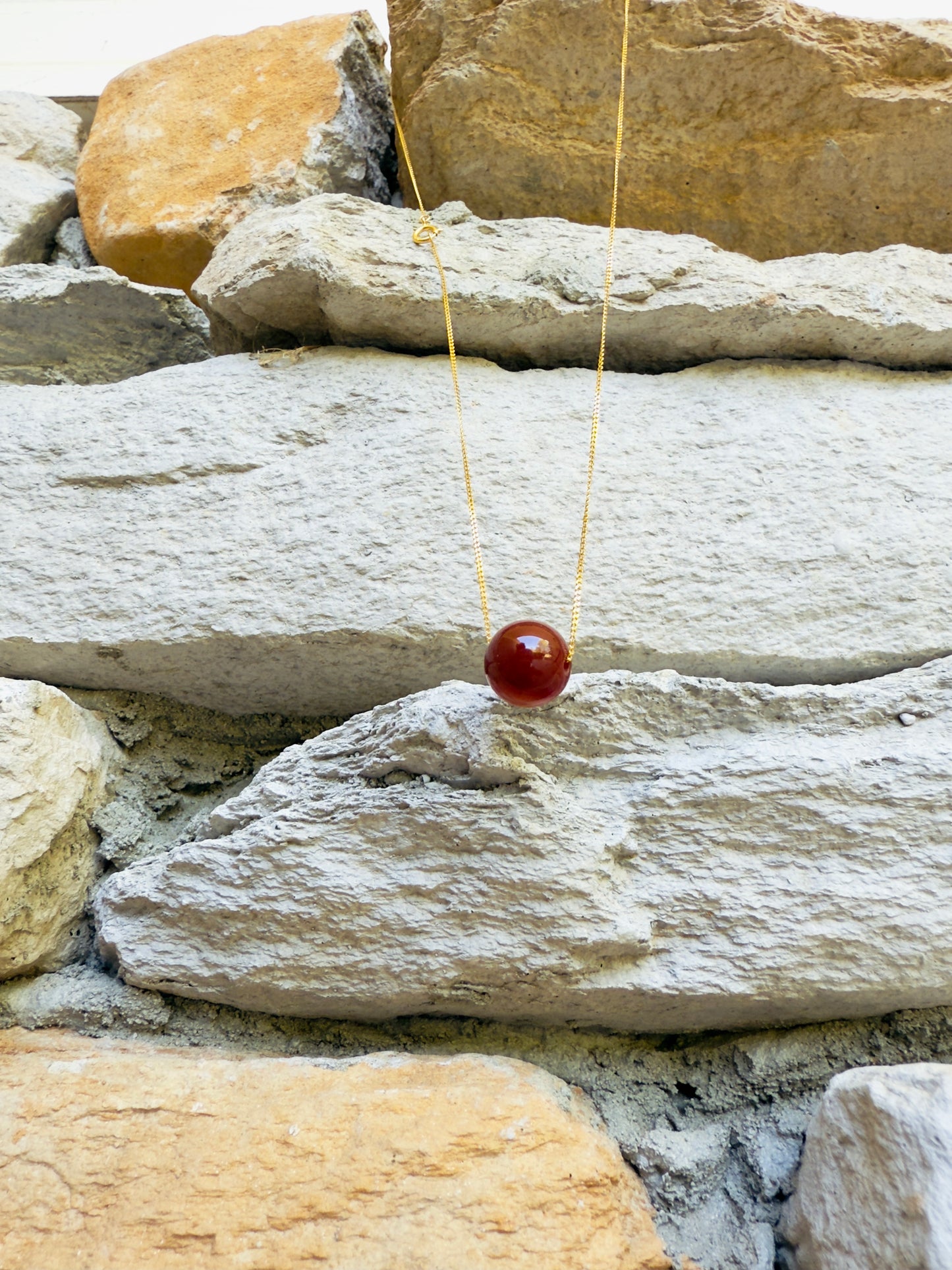 Golden 21-K Chain Necklace With Amber
