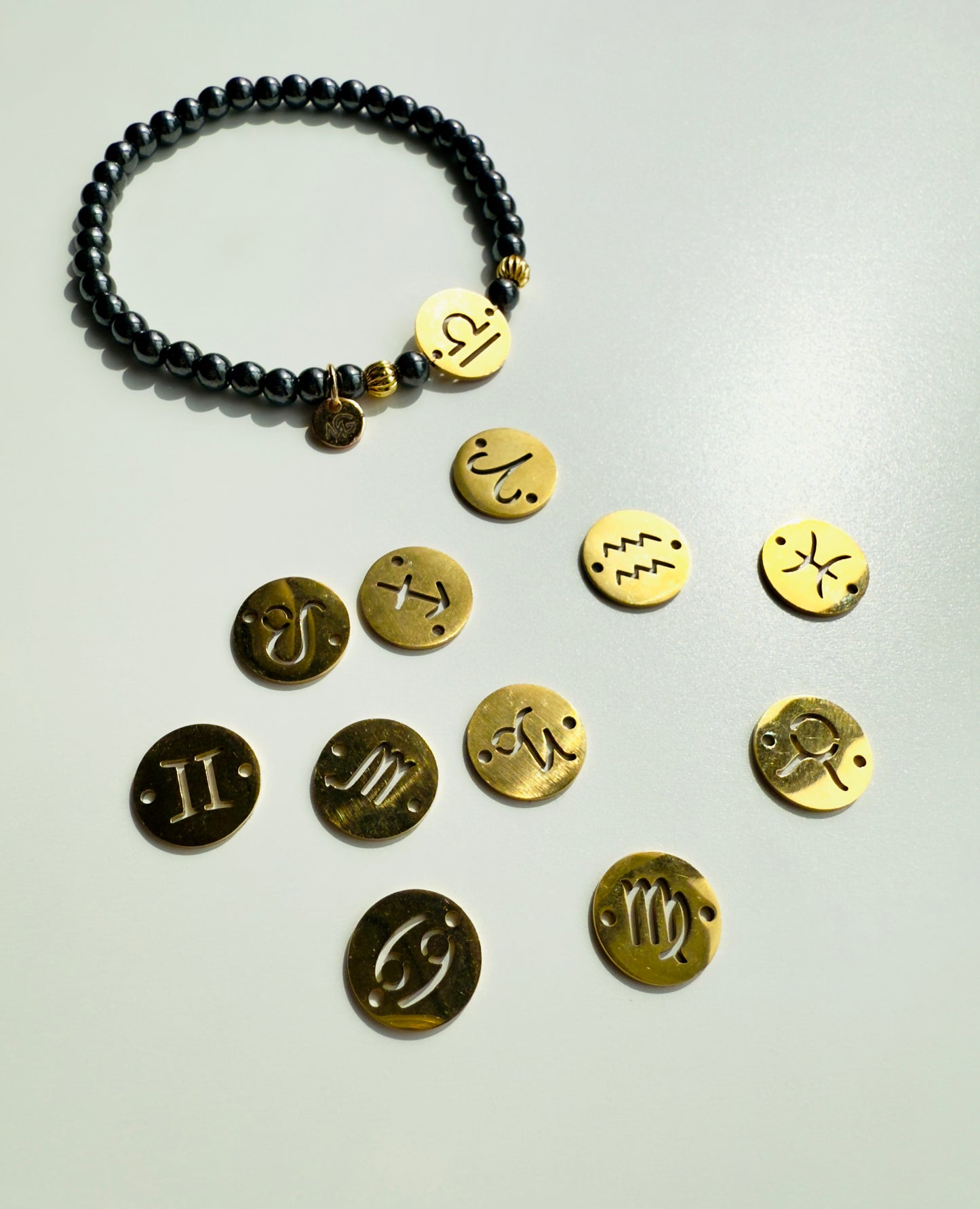 Custom Design Hematite Zodiac Sign Bracelet
