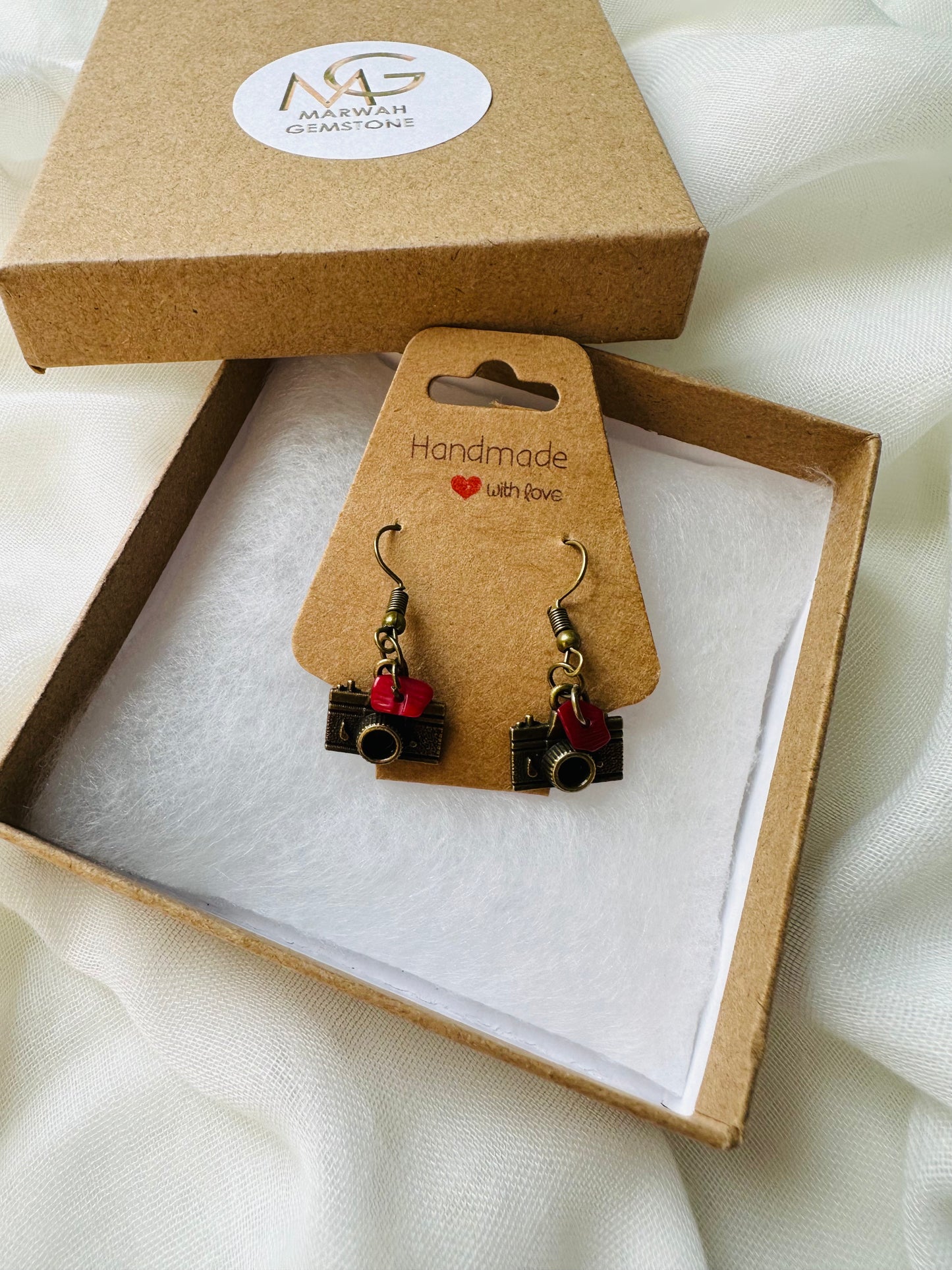 Camera Earrings with Metal