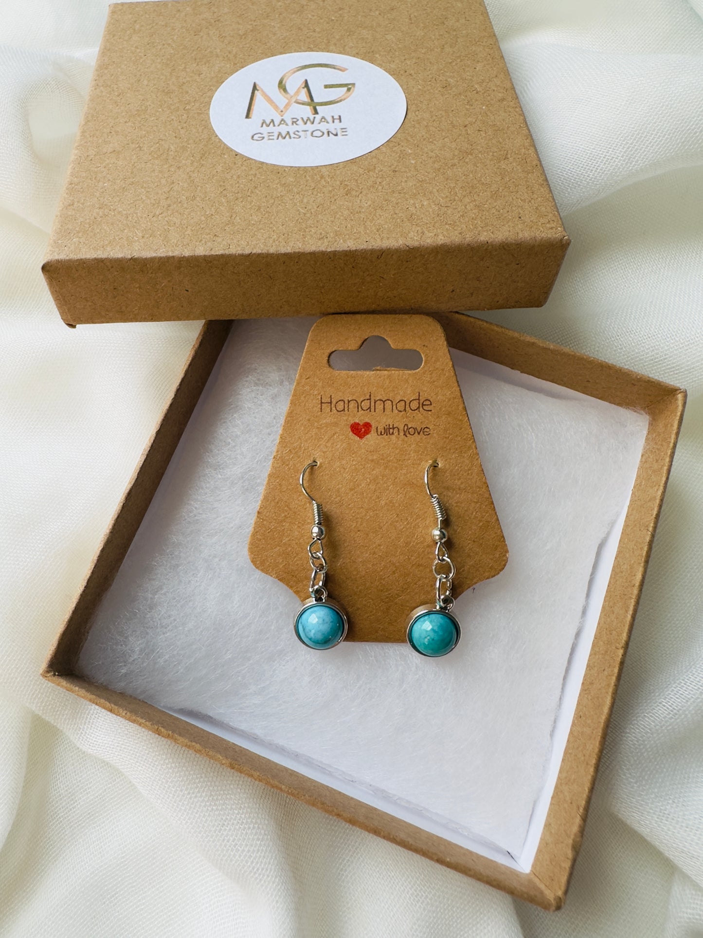 Blue Howlite Earrings With Silver Metal