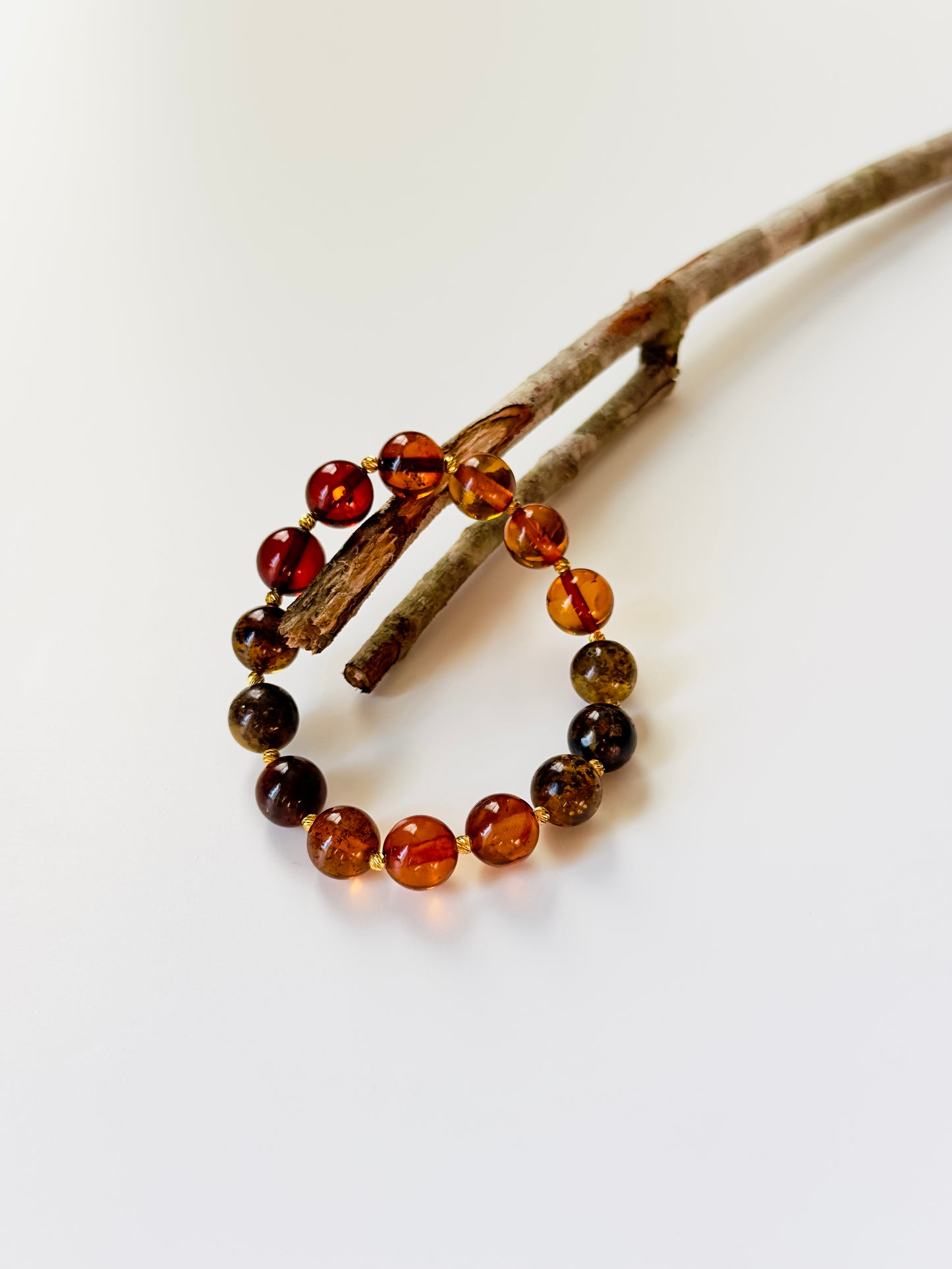 Amber Bracelet with Golden 21-K Spacers (Custom Bracelet)