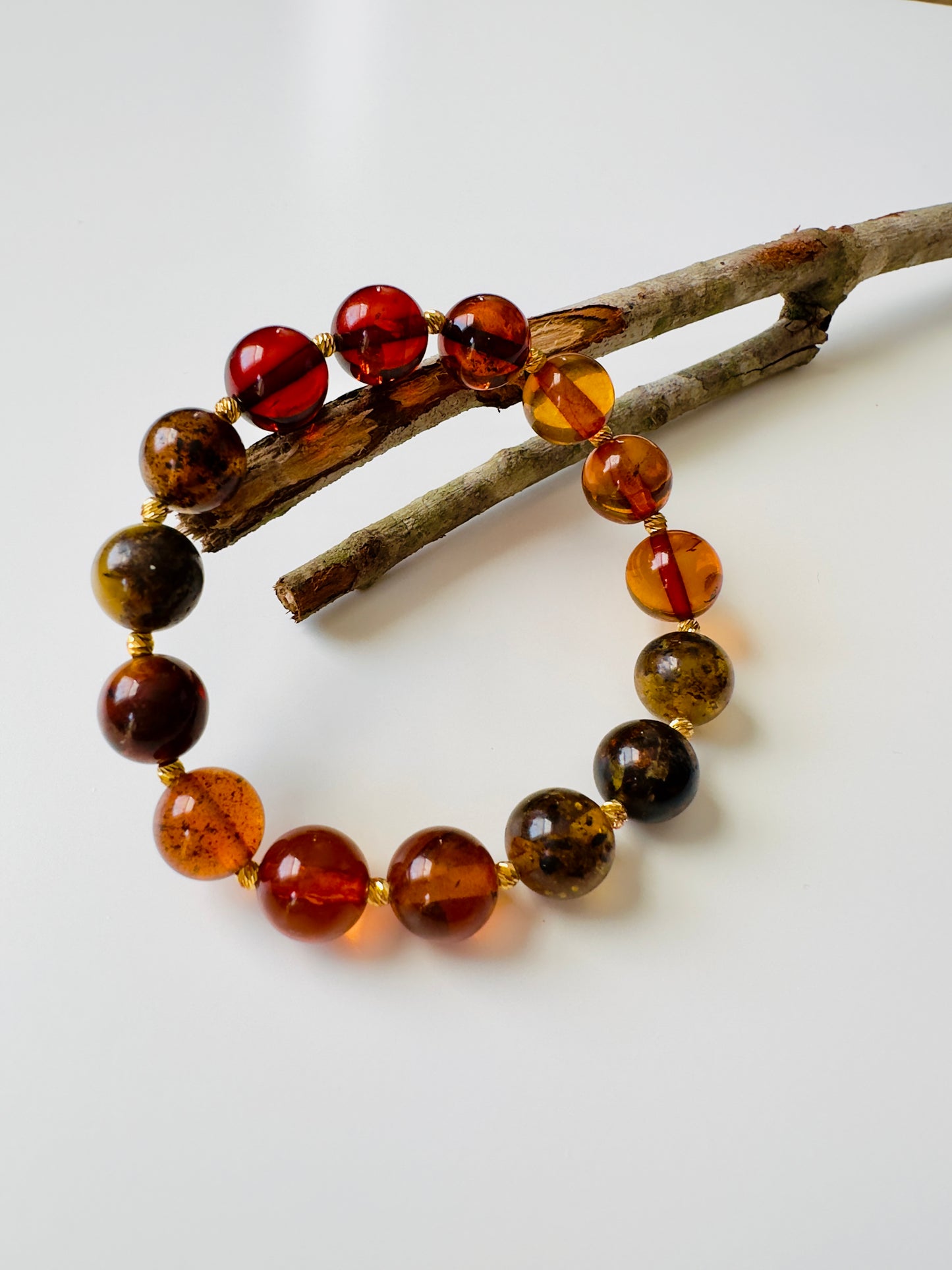 Amber Bracelet with Golden 21-K Spacers (Custom Bracelet)