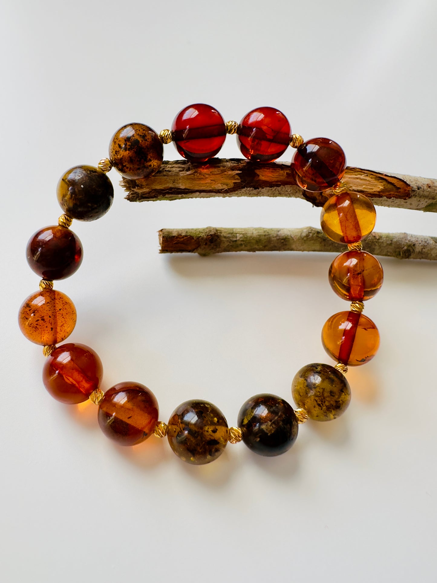 Amber Bracelet with Golden 21-K Spacers (Custom Bracelet)