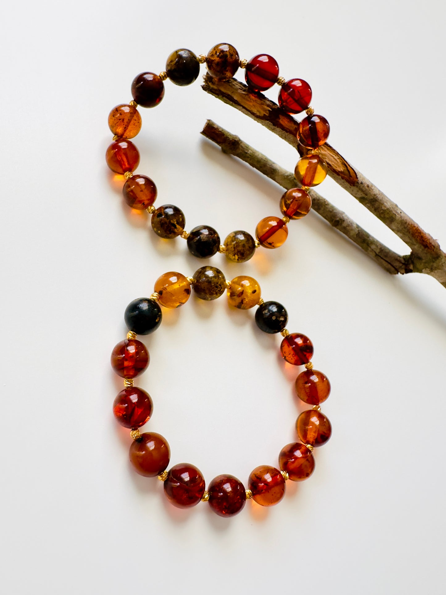 Amber Bracelet with Golden 21-K Spacers (Custom Bracelet)