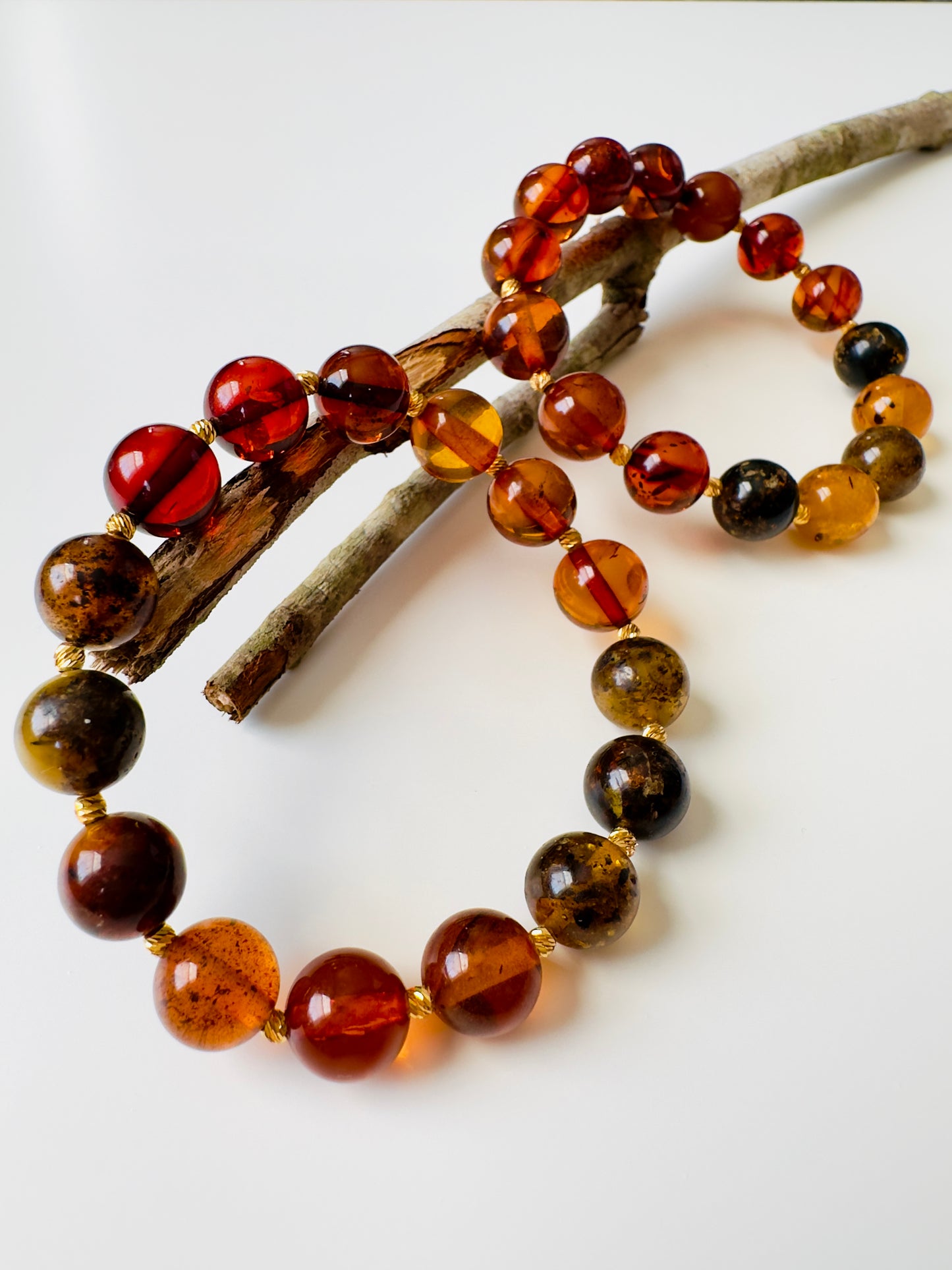 Amber Bracelet with Golden 21-K Spacers (Custom Bracelet)