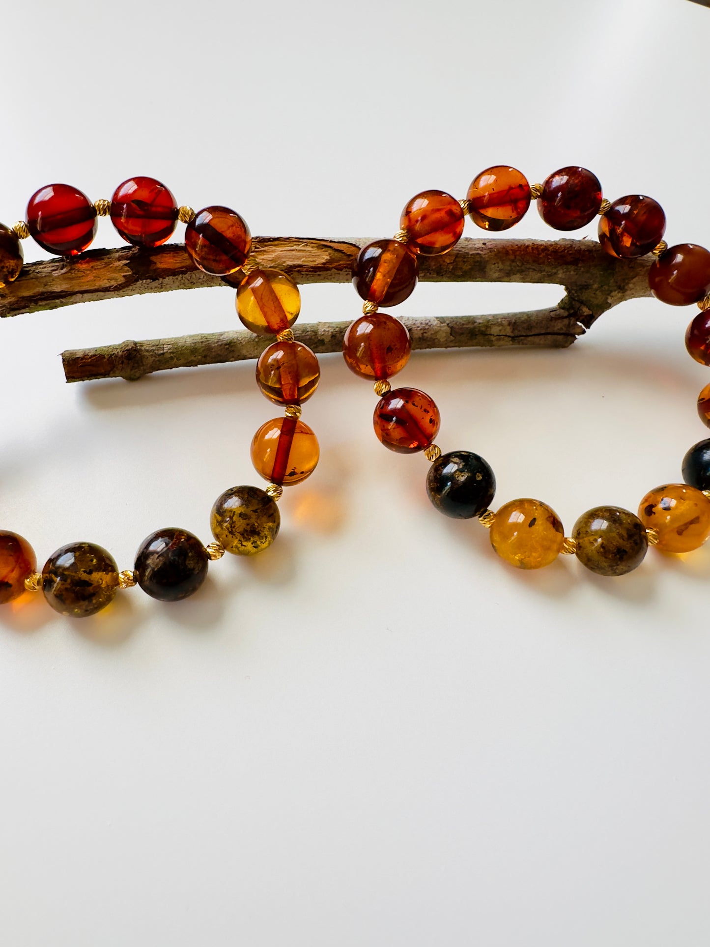 Amber Bracelet with Golden 21-K Spacers (Custom Bracelet)