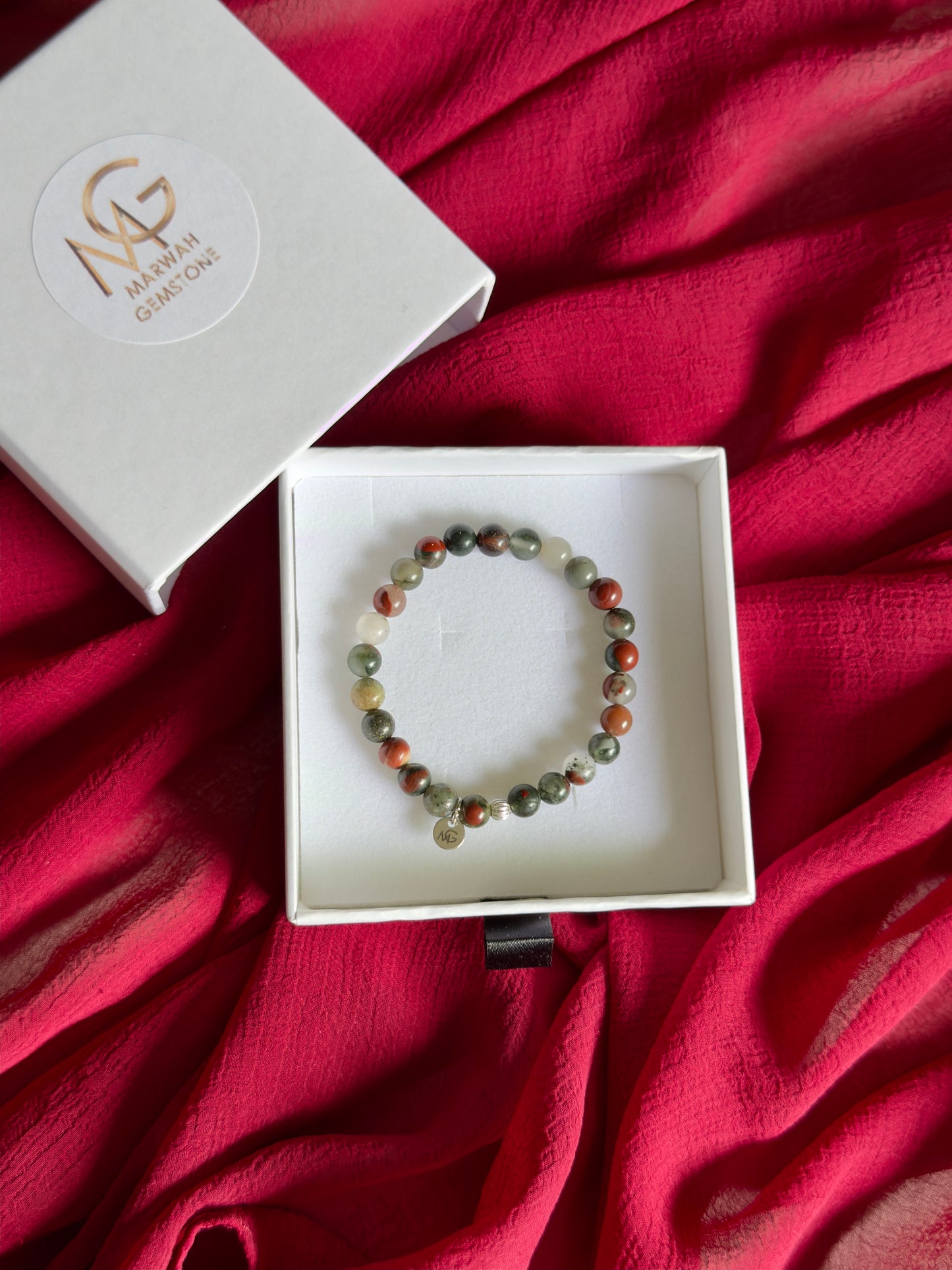 Bloodstone Bracelet 6mm Bead Size