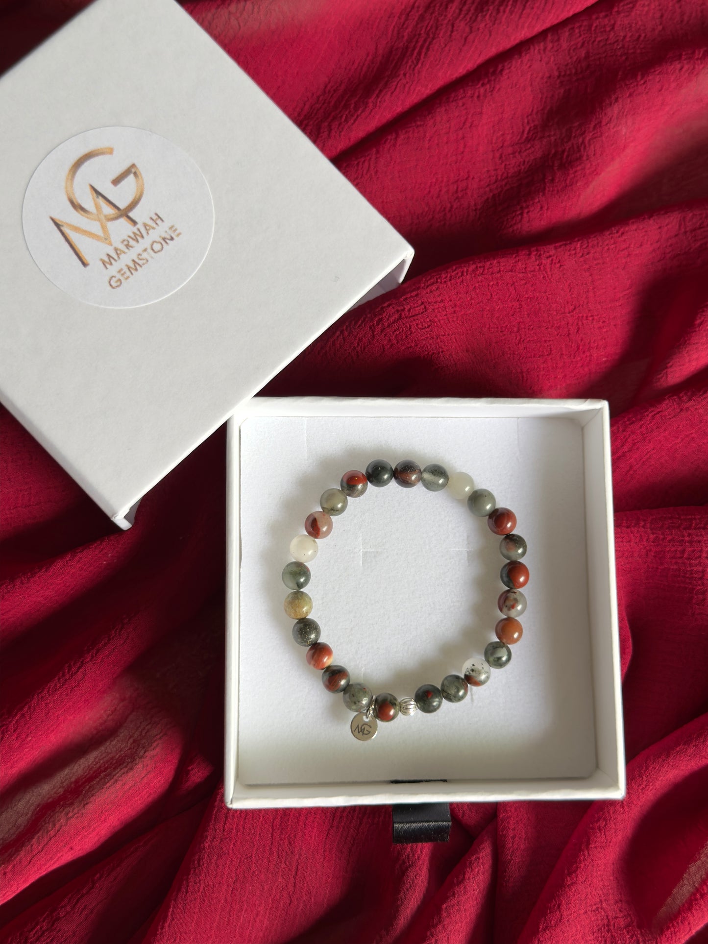 Bloodstone Bracelet 6mm Bead Size