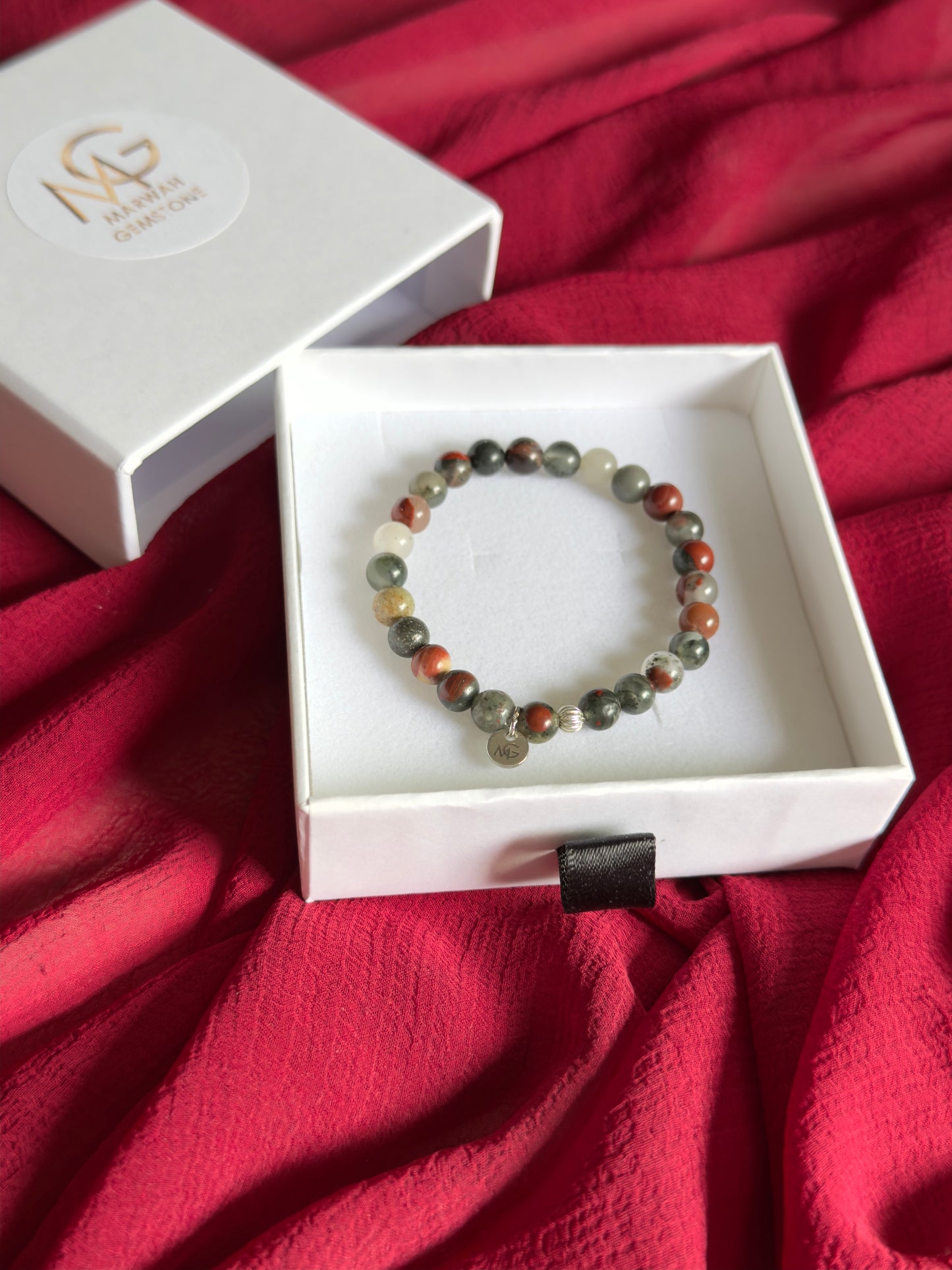 Bloodstone Bracelet 6mm Bead Size