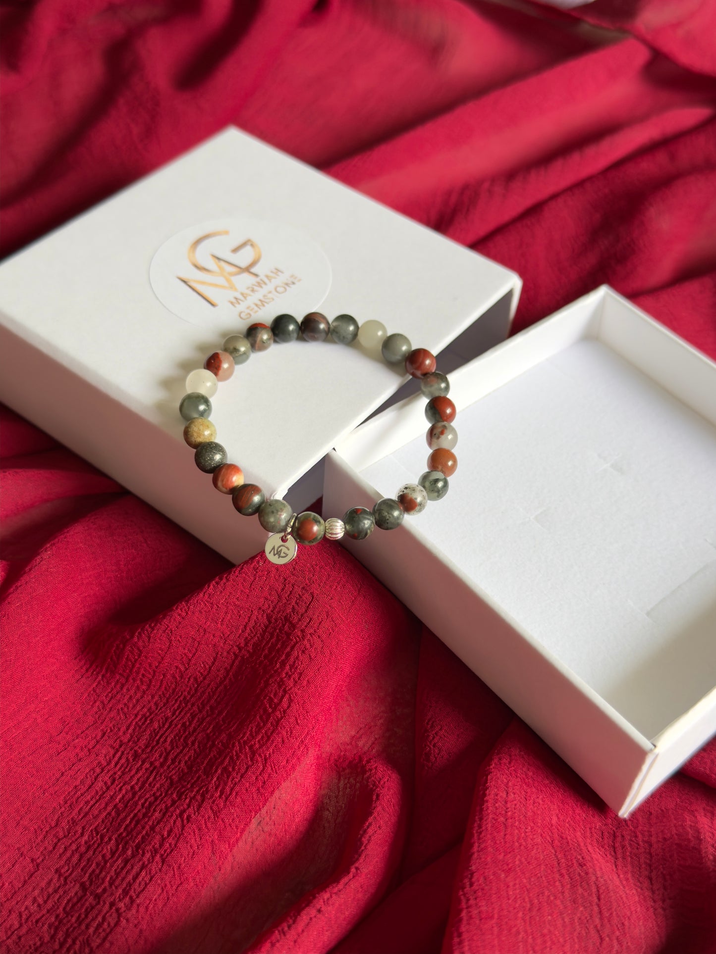 Bloodstone Bracelet 6mm Bead Size