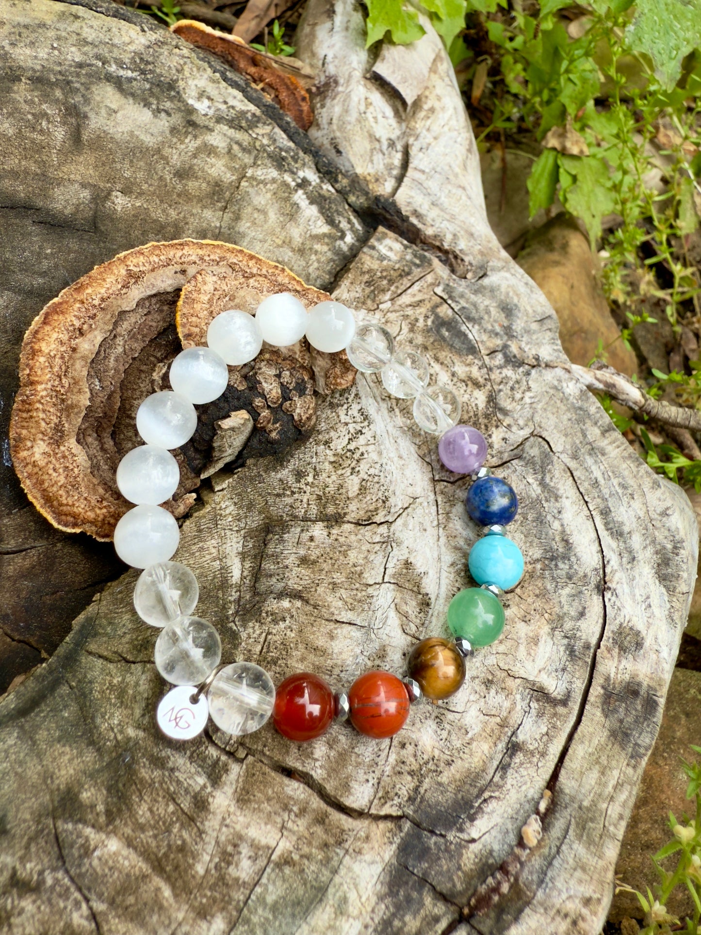 Chakara - Selenite - Clear Quartz Bracelet with Hematite Spacers