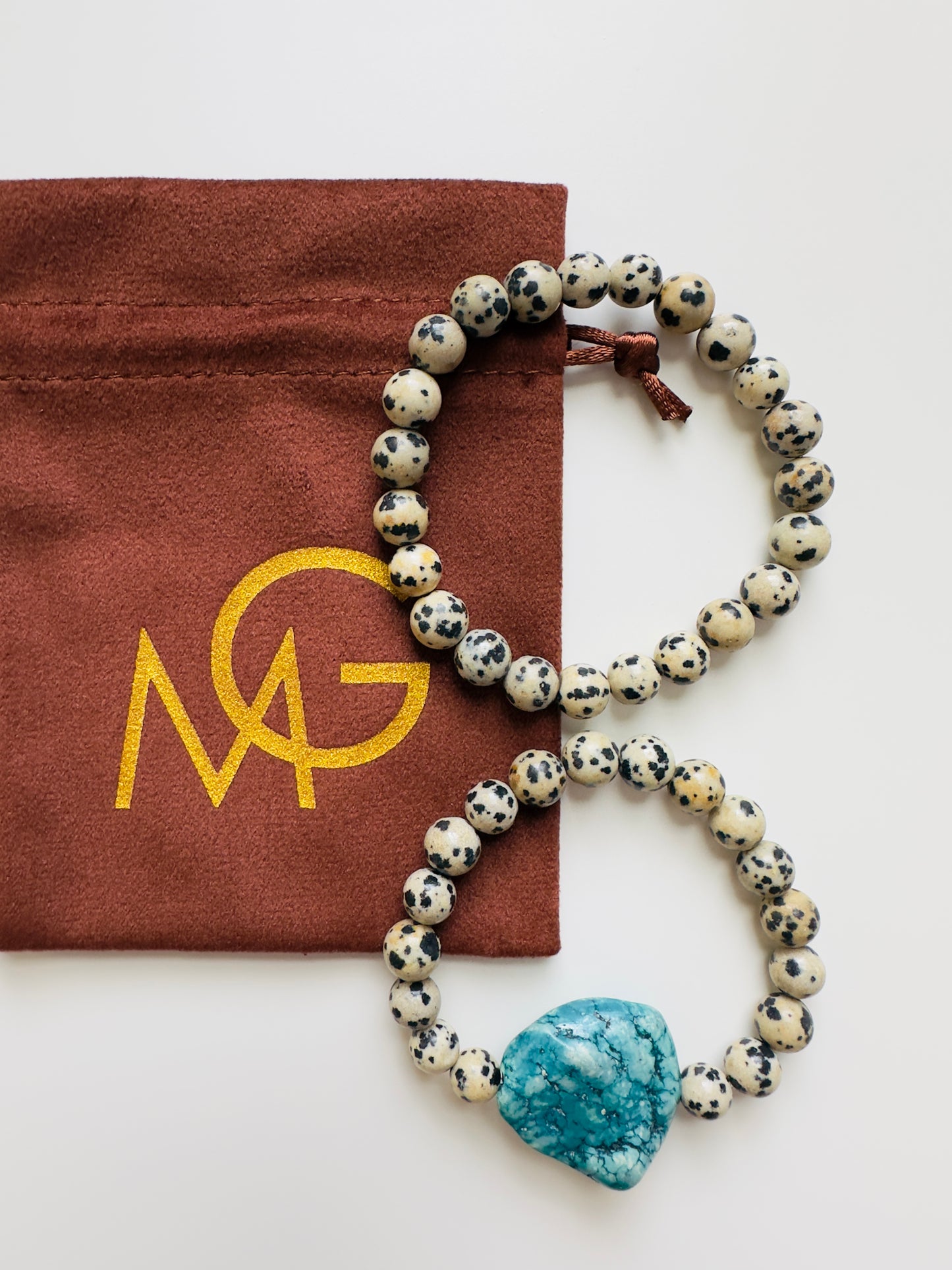 Dalmatian Jasper-Turquoise Bracelet + Turquoise Ring Man+Woman Set