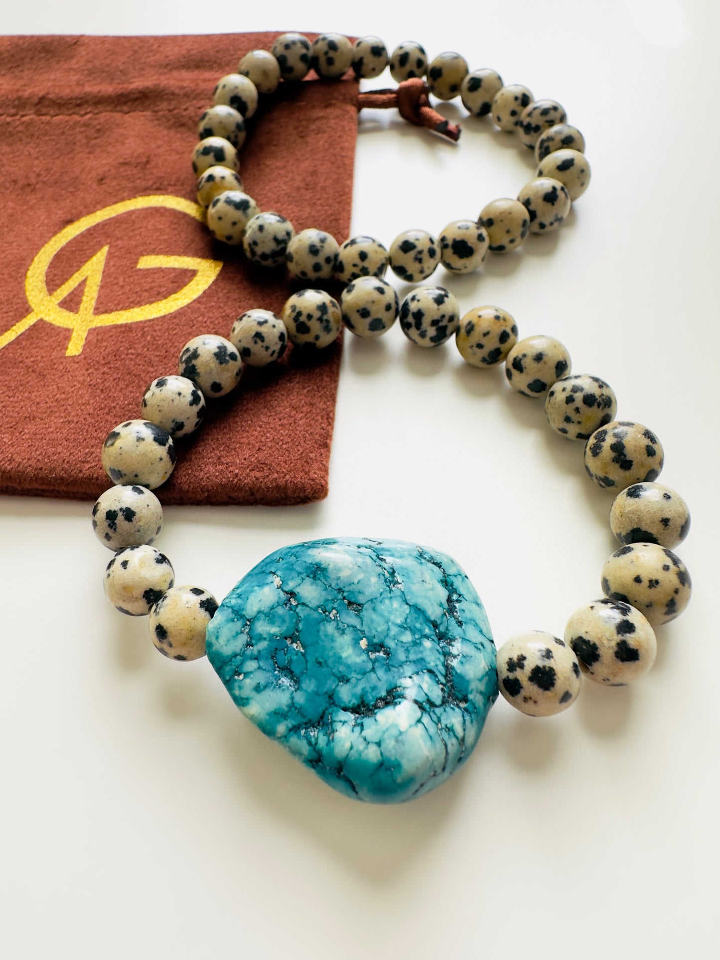 Dalmatian Jasper-Turquoise Bracelet + Turquoise Ring Man+Woman Set