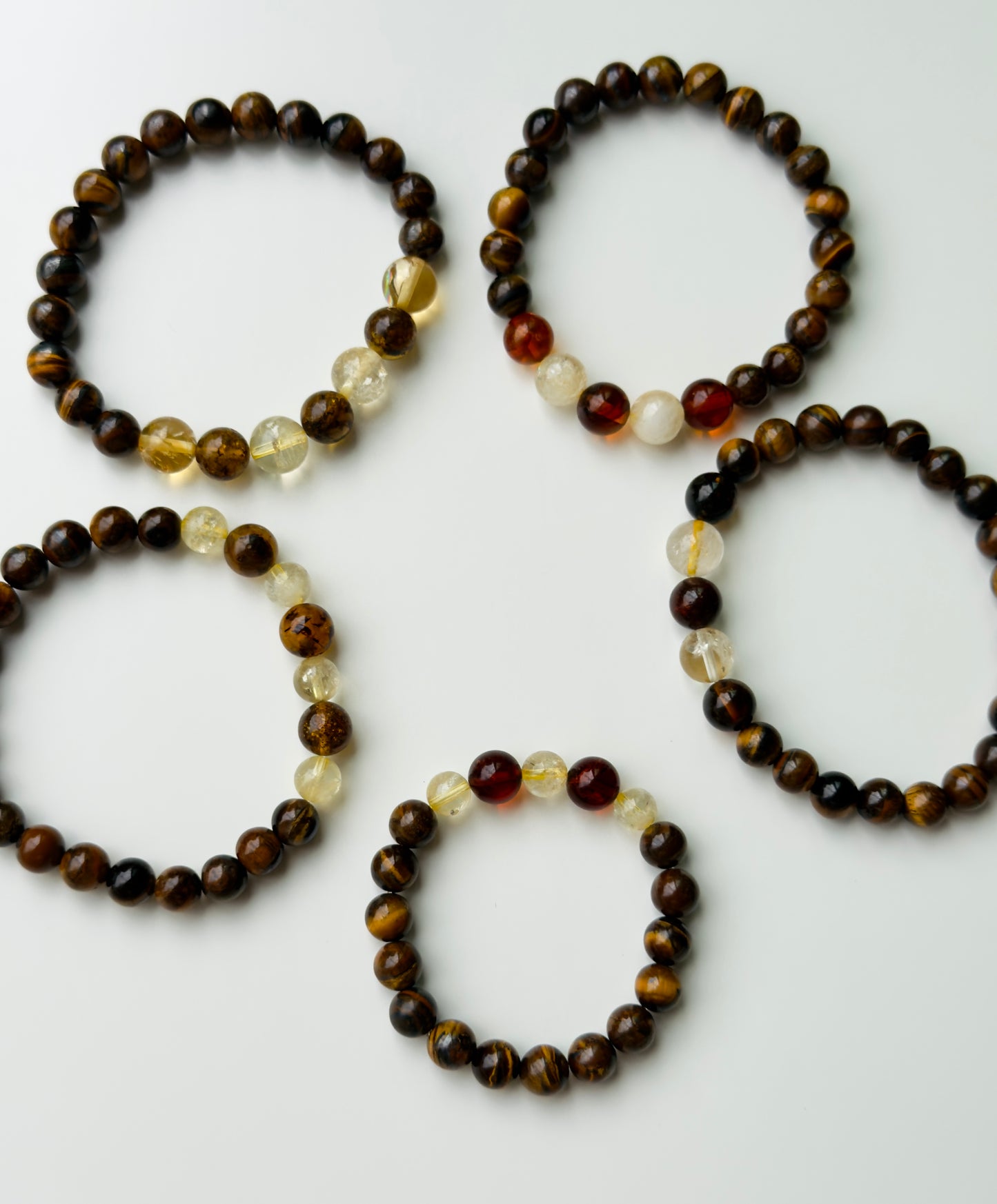 Tiger Eye - Citrine - Natural Amber Men's and Youth Bracelet