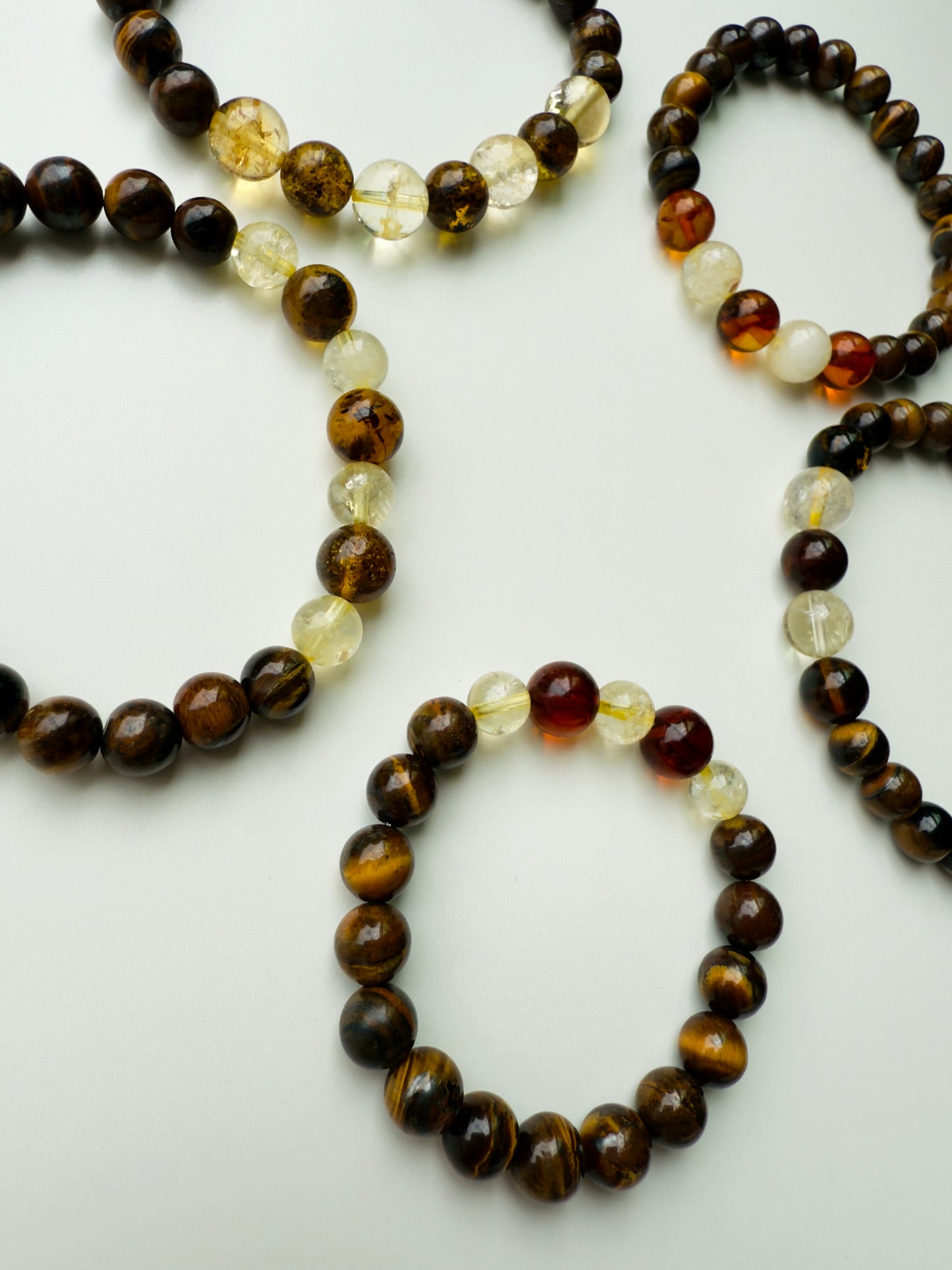 Tiger Eye - Citrine - Natural Amber Men's and Youth Bracelet