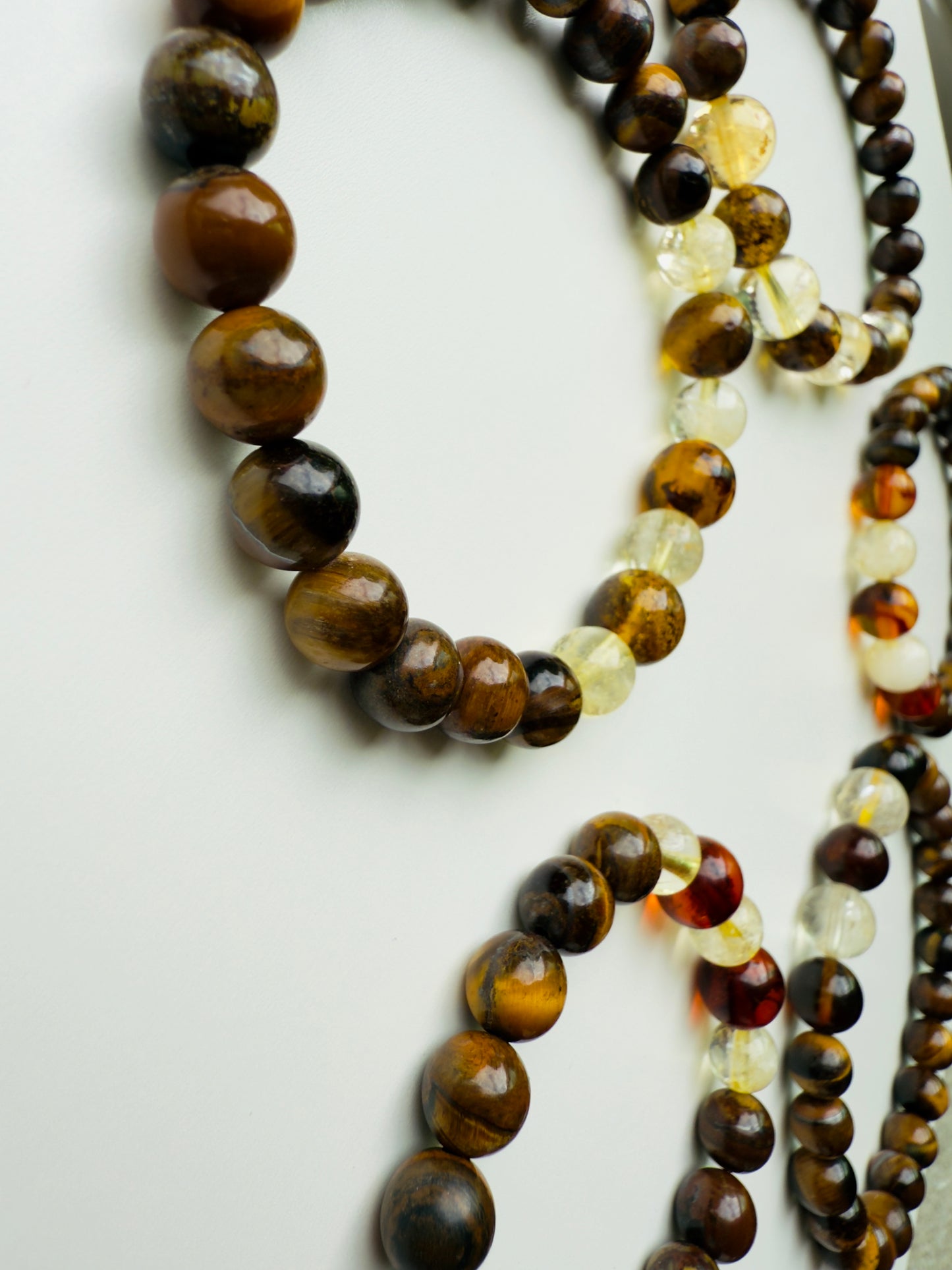 Tiger Eye - Citrine - Natural Amber Men's and Youth Bracelet