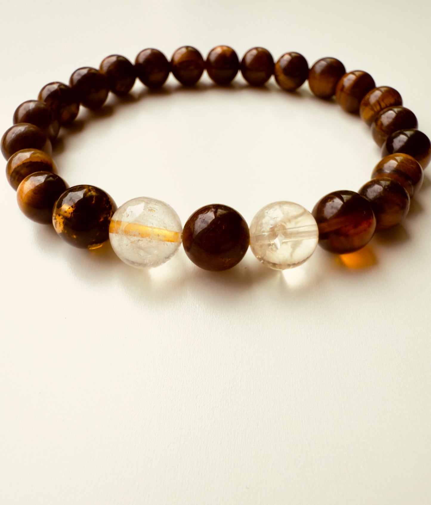 Tiger Eye - Citrine - Natural Amber Men's and Youth Bracelet