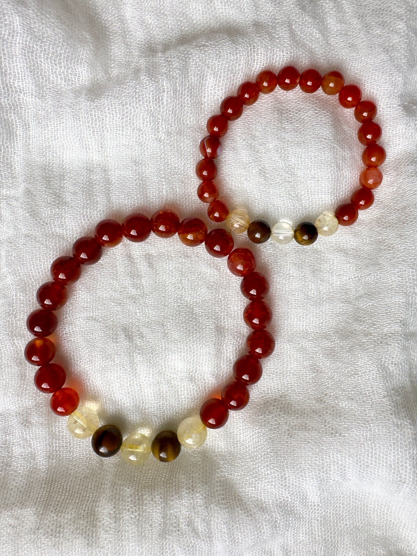 Father and Son Bracelet Set - Red Agate-Citrine-Tiger Eye