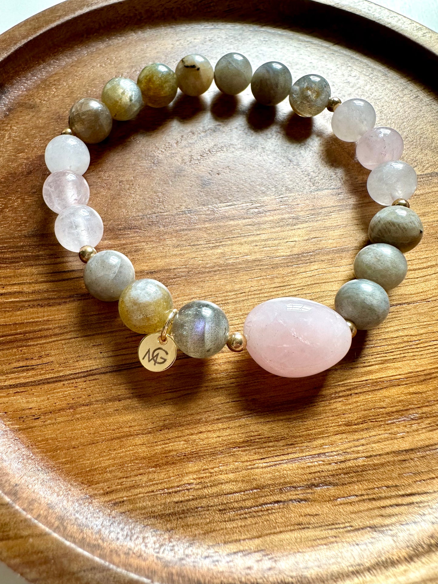 Rose Quartz - Labradorite Bracelet and Necklace Set