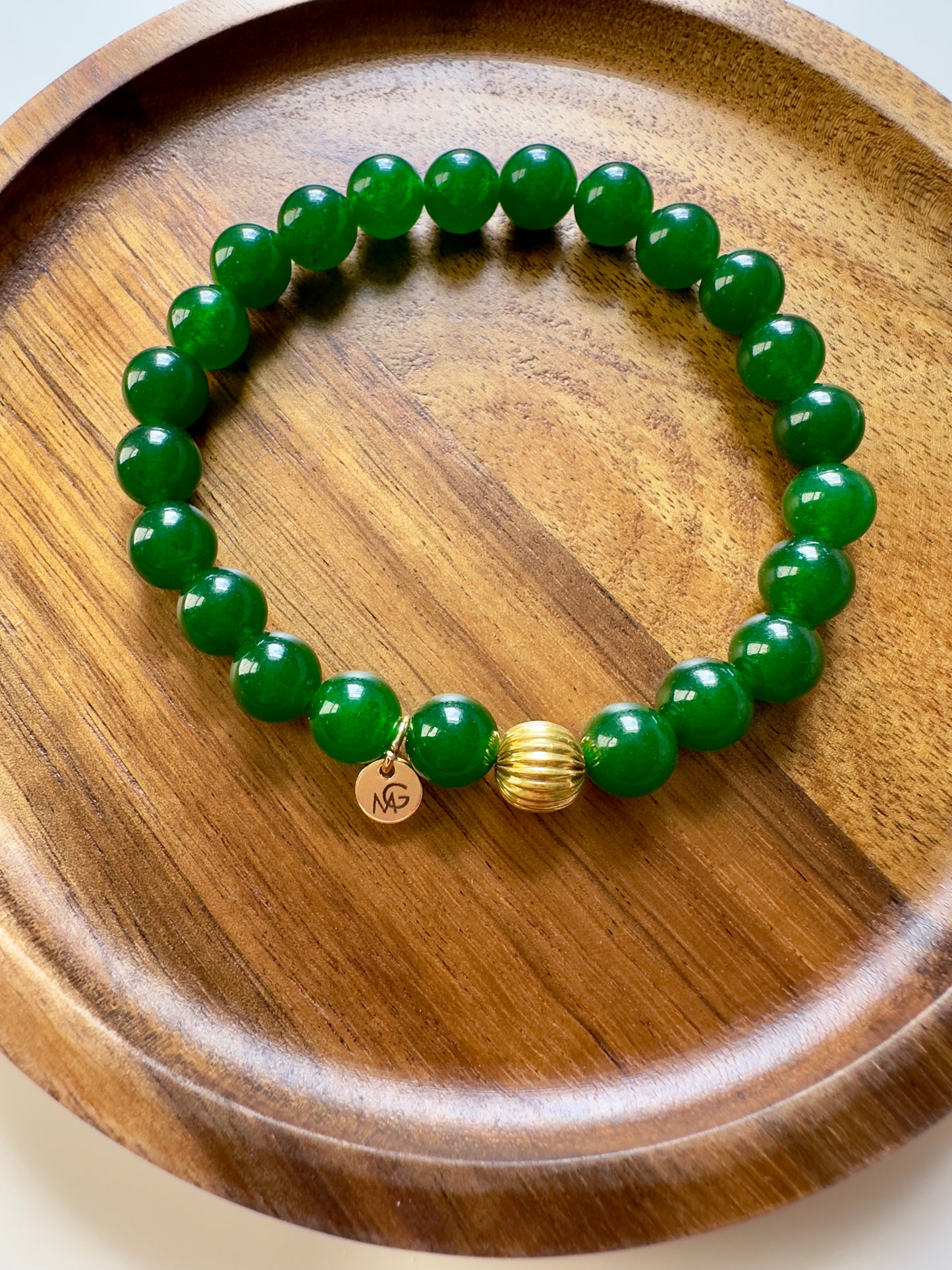 Friends' Group Friendship Bracelets - Turquoise - Amethyst - Green Jade - Red Agate W/ Golden Metal Spacers