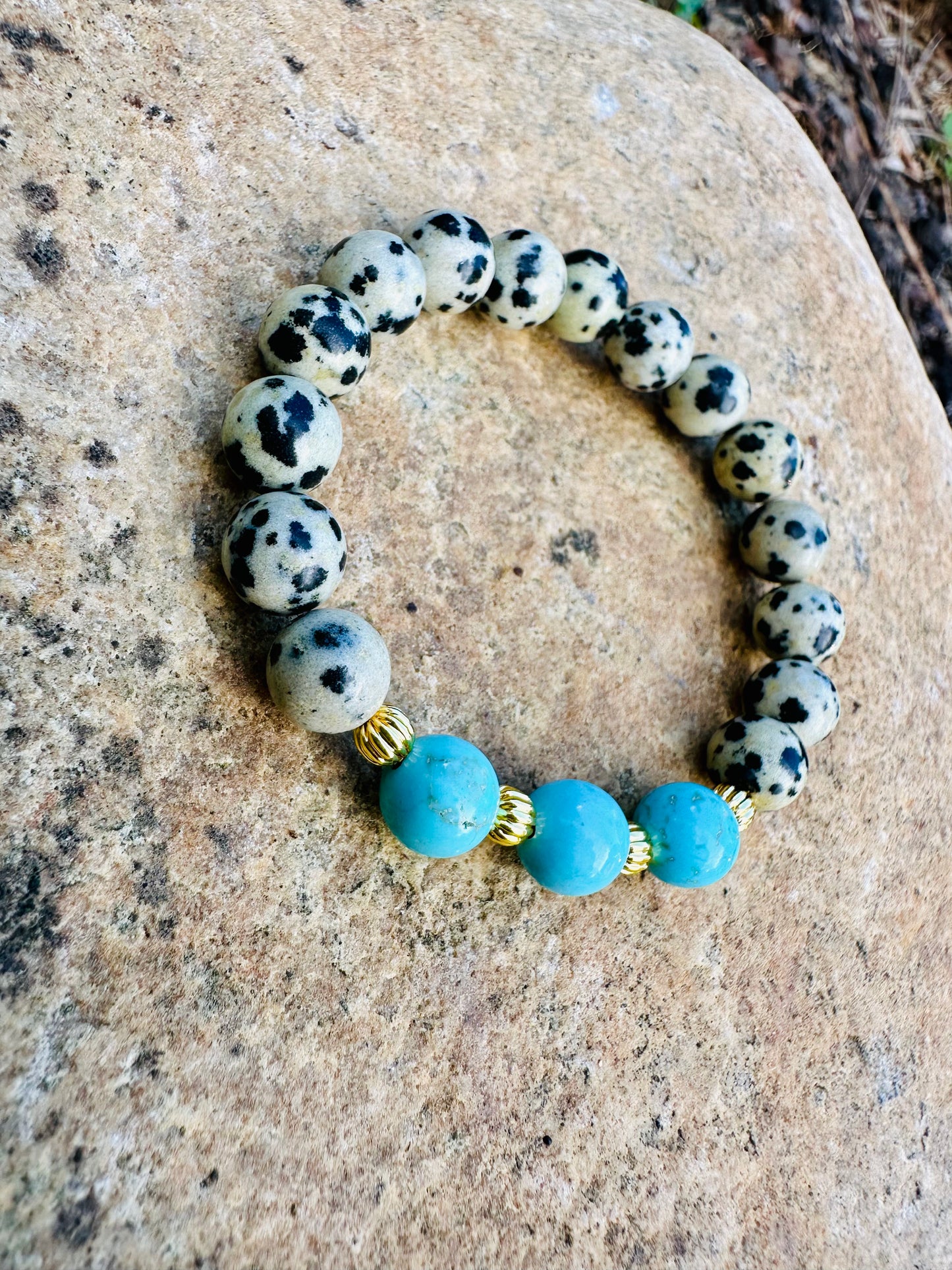 Dalmatian Jasper-Turquoise Bracelet