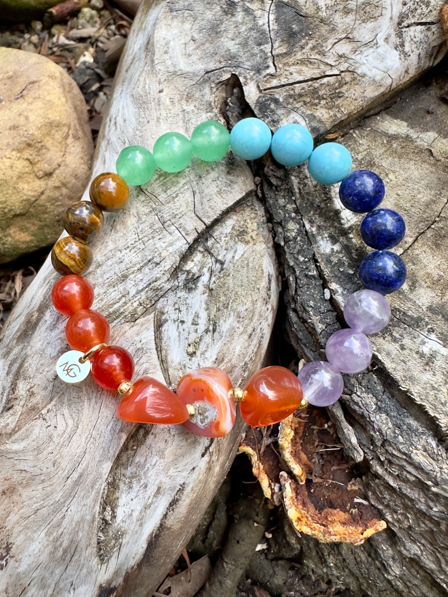 Chakra Bracelet With Raw Red Agate