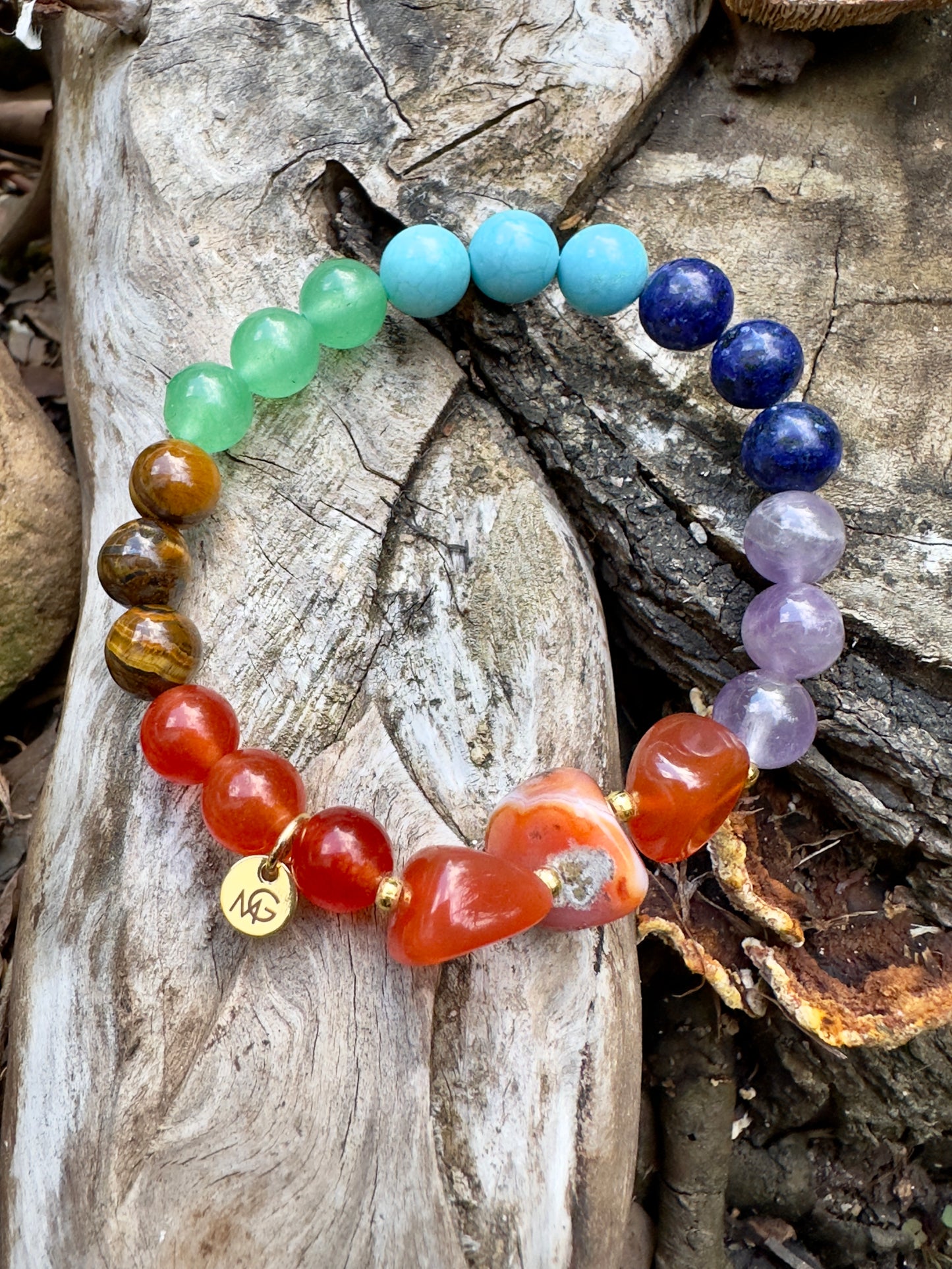 Chakra Bracelet With Raw Red Agate