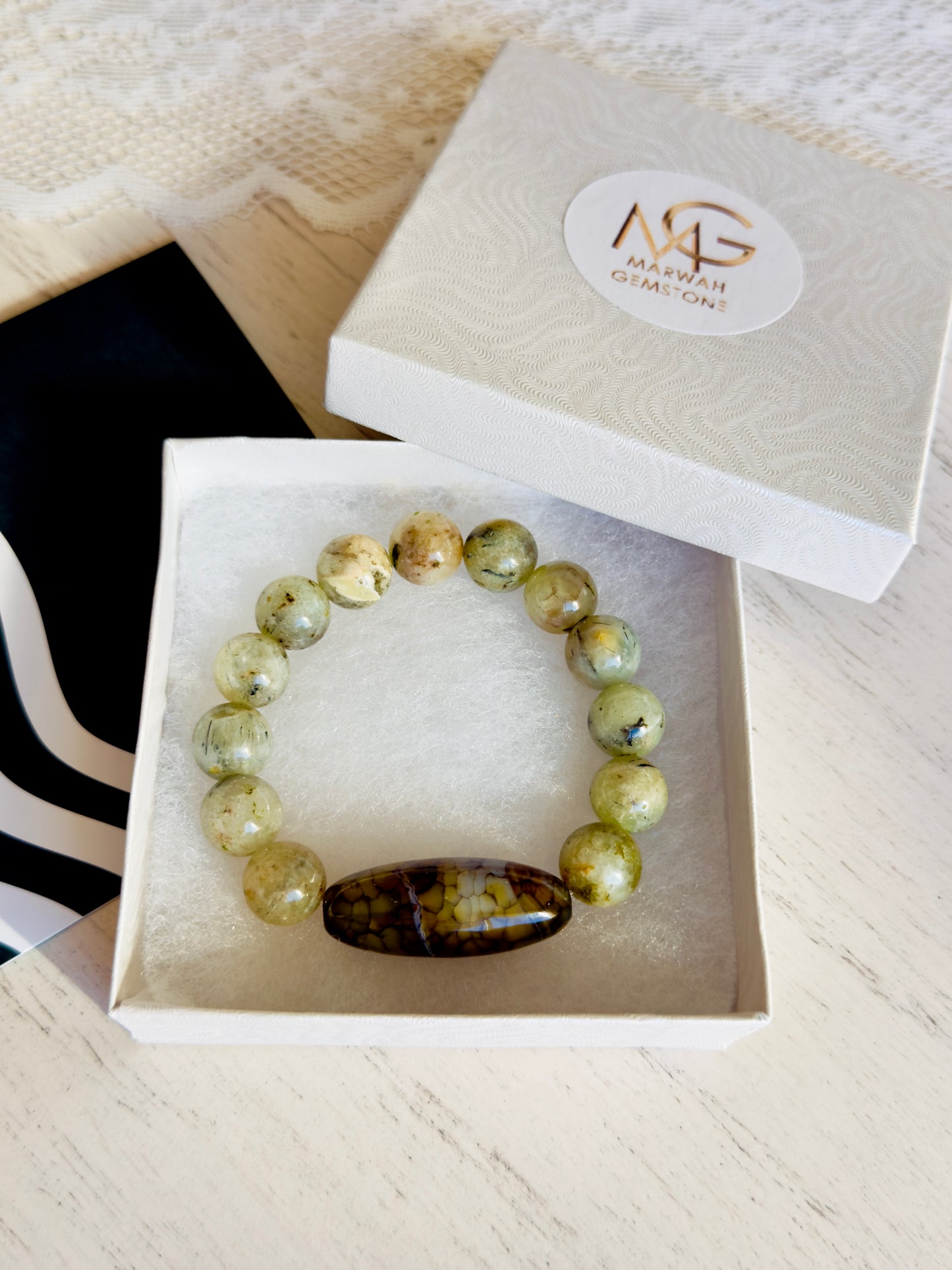 Agate - Peridot Bracelet