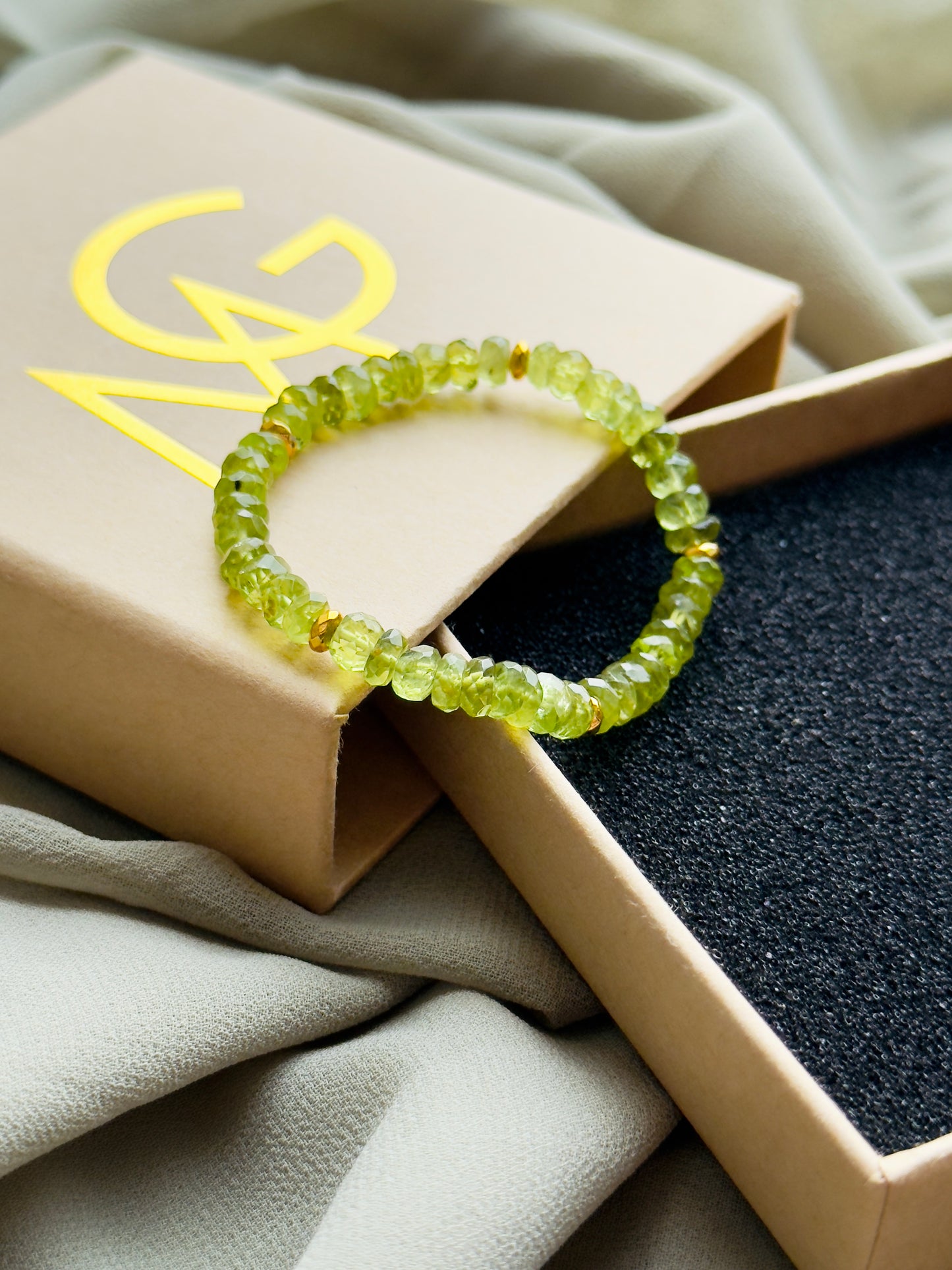High Quality and Soft Peridot Bracelet with Hematite Spacers (ONLY 1 LEFT)